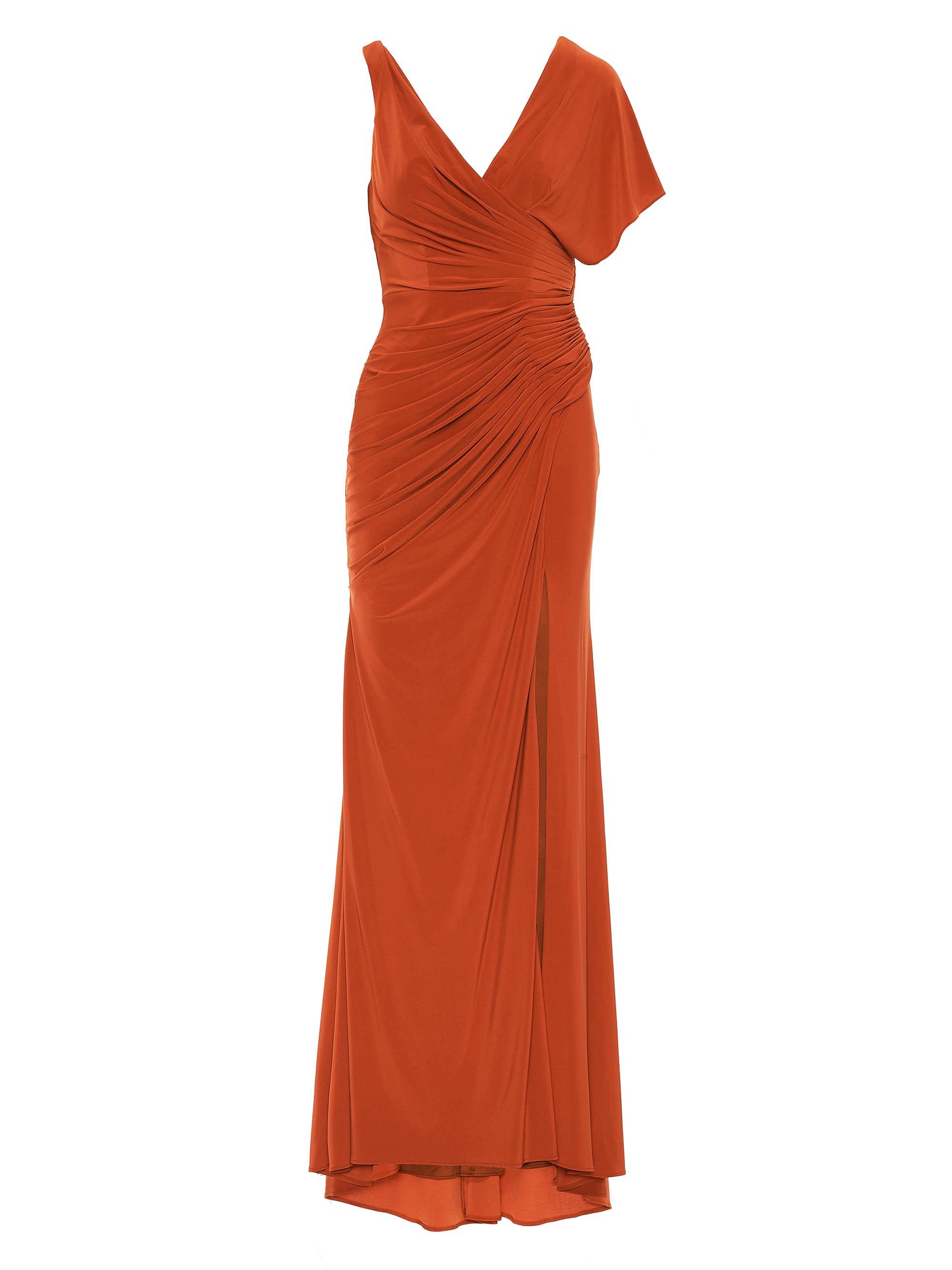 Mac Duggal Women's Ieena V-Neck Jersey Gown - Brick