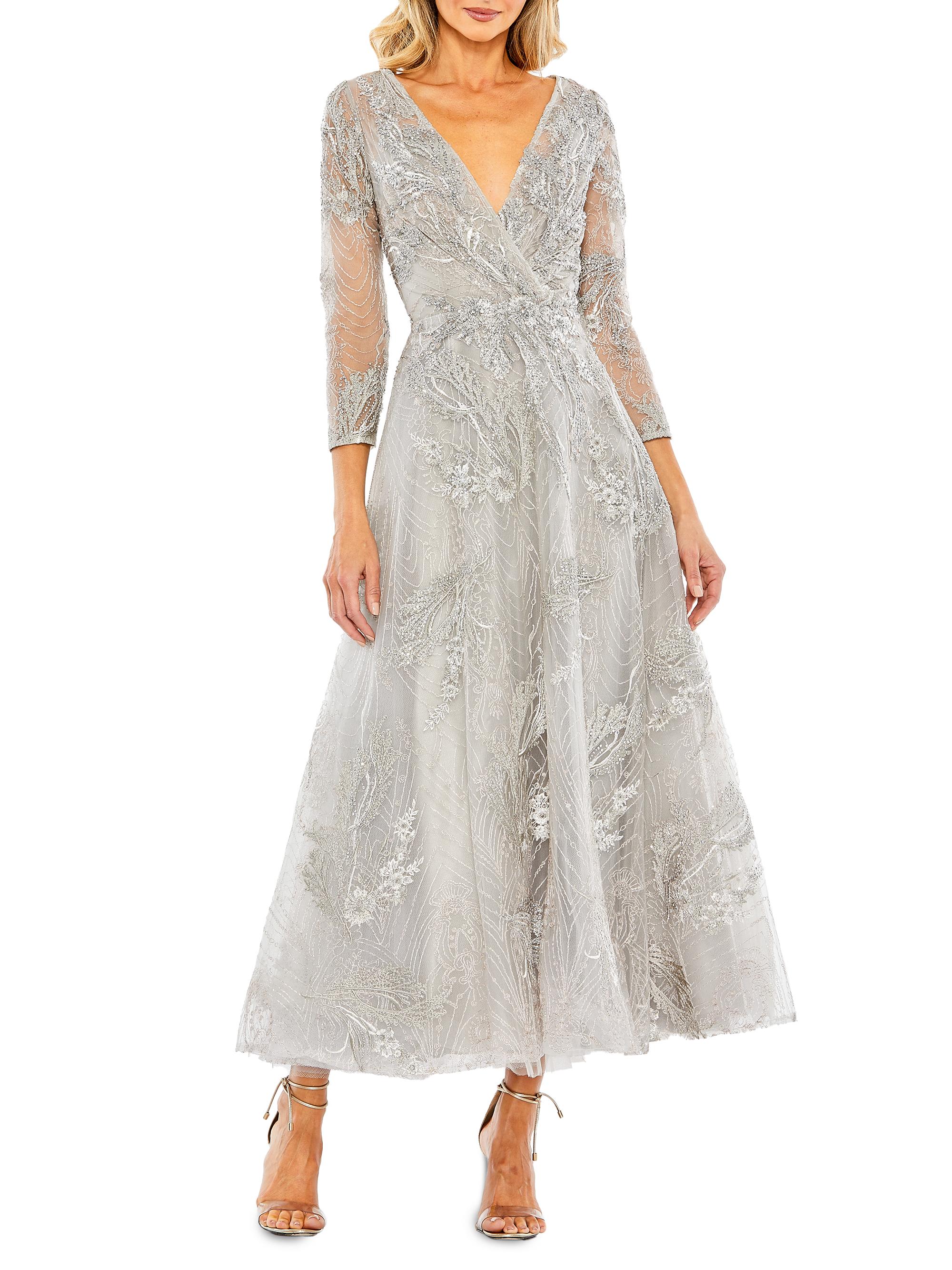 Mac Duggal Women's Embellished Faux-Wrap Dress - Aubergine