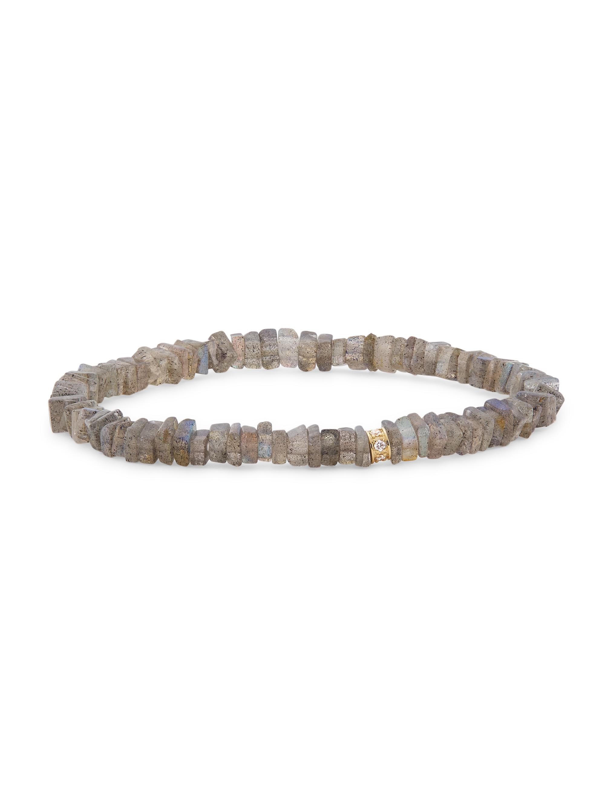 Sydney Evan Women's 14K Yellow Gold, Diamond & Labradorite Square Heishi Bracelet - Labradorite