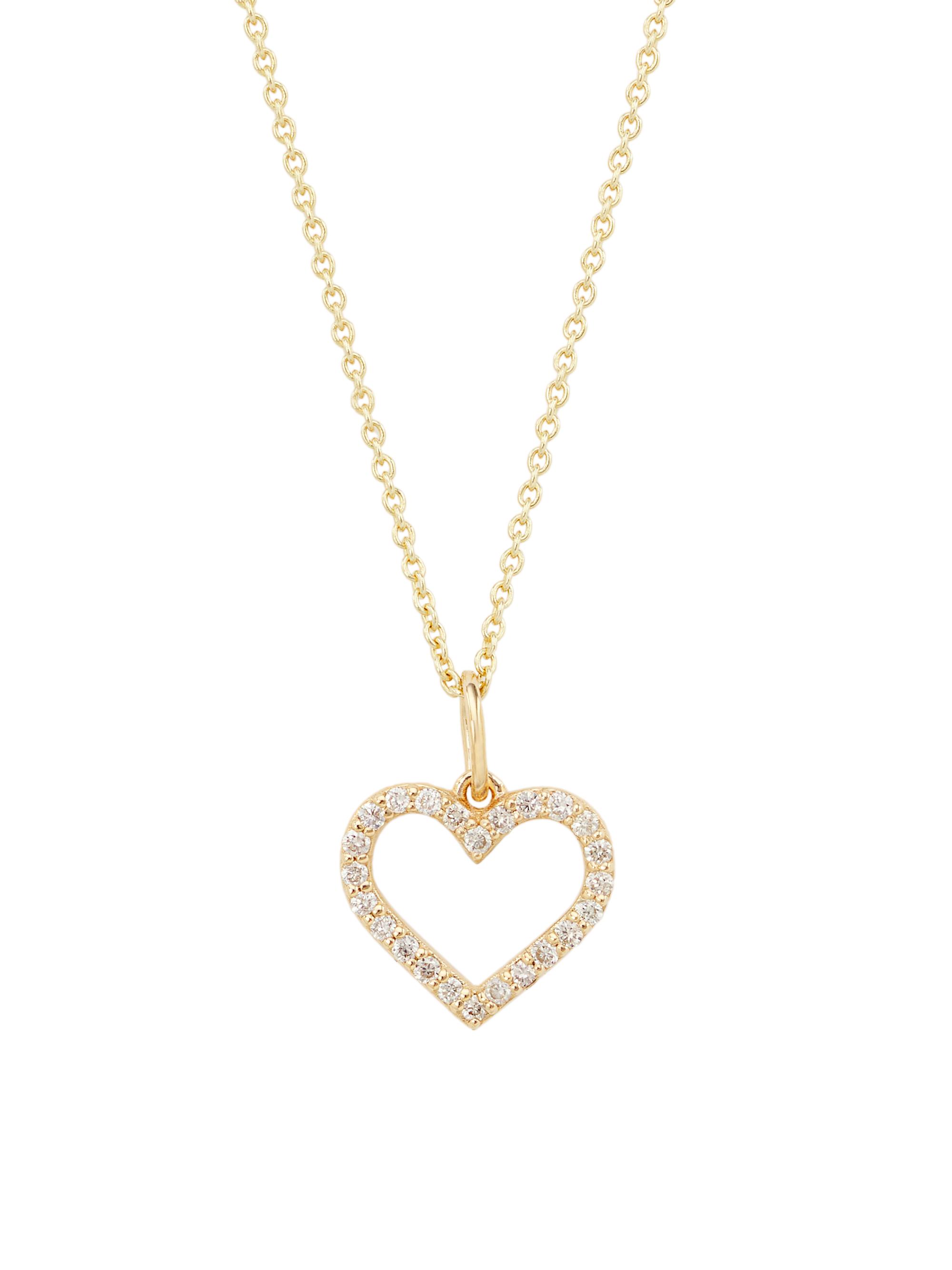 Sydney Evan Women's 14K Yellow Gold & Diamond Open Heart Charm Necklace - Gold