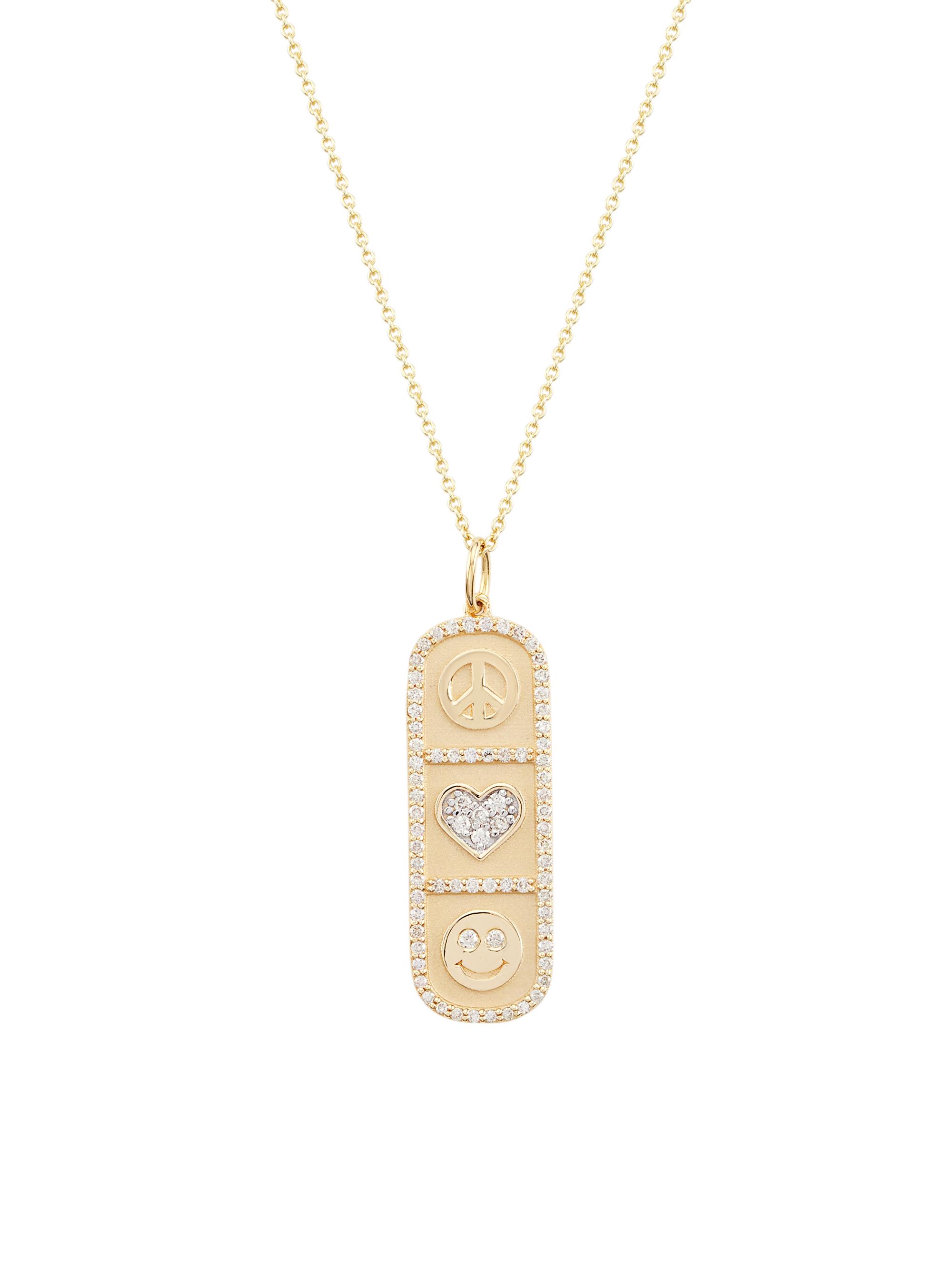 Sydney Evan Women's Cartouche Icons 14K Gold & Diamond Charm Necklace - Gold