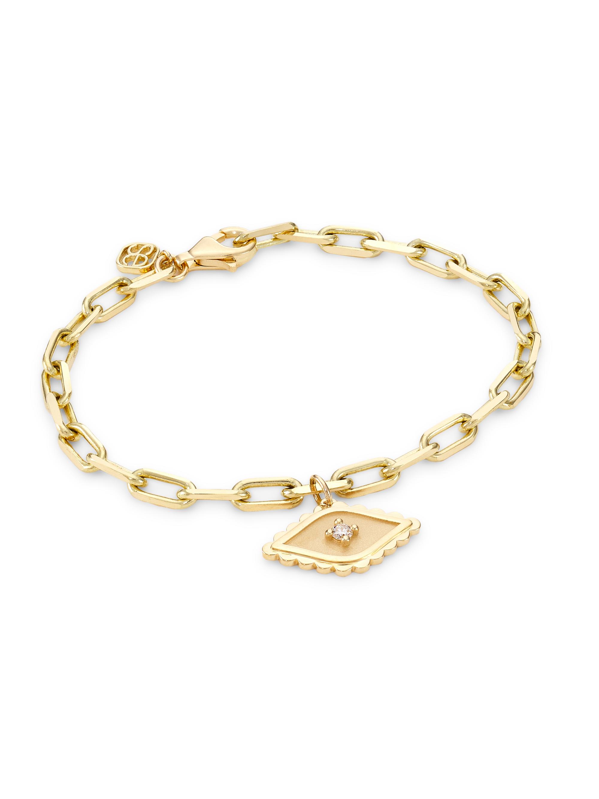 Sydney Evan Women's  Evil Eye 14K Gold & Diamond Charm Bracelet - Gold