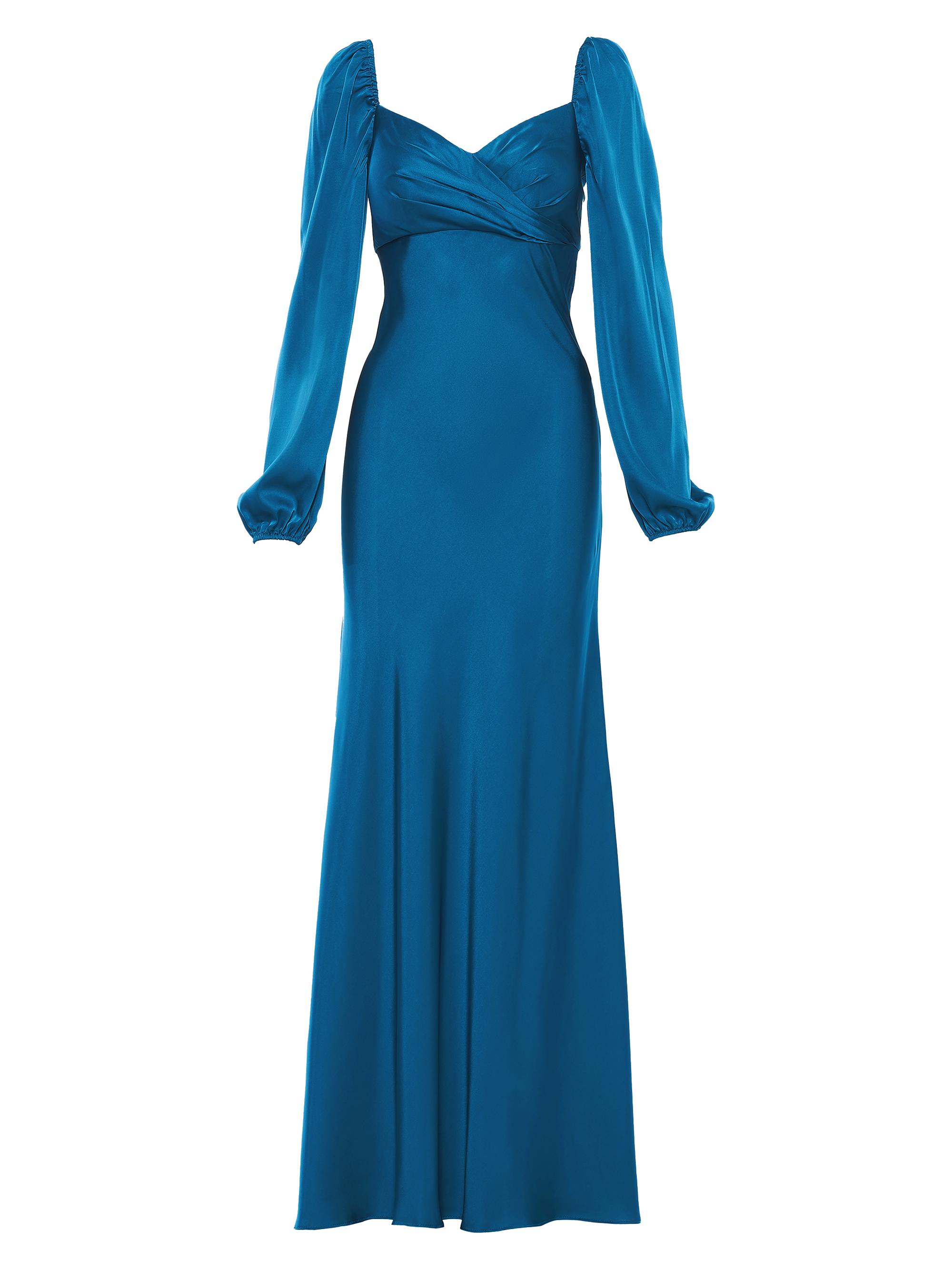 Mac Duggal Women's Ieena Satin Puff-Sleeve Gown - Ocean Blue
