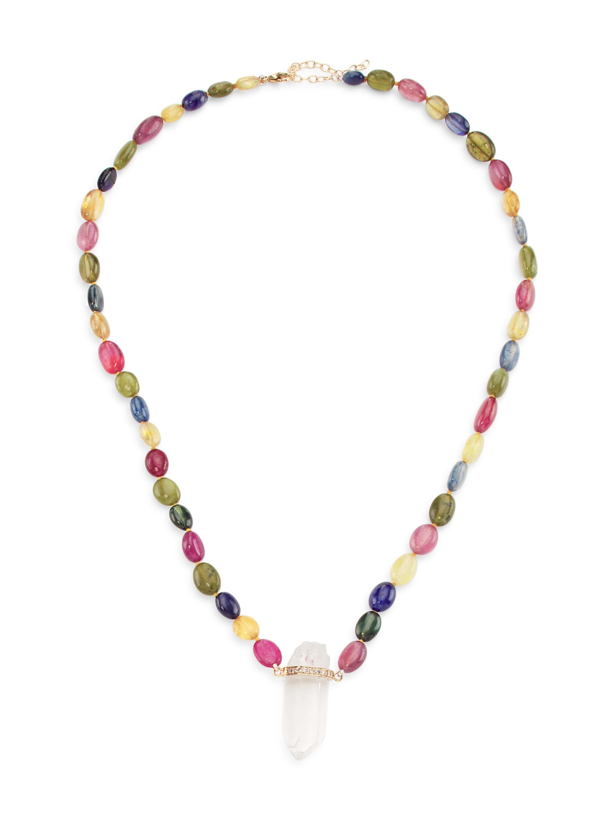 Jia Jia Women's 14K Yellow Gold & Multi-Gemstone Pendant Necklace - Rainbow