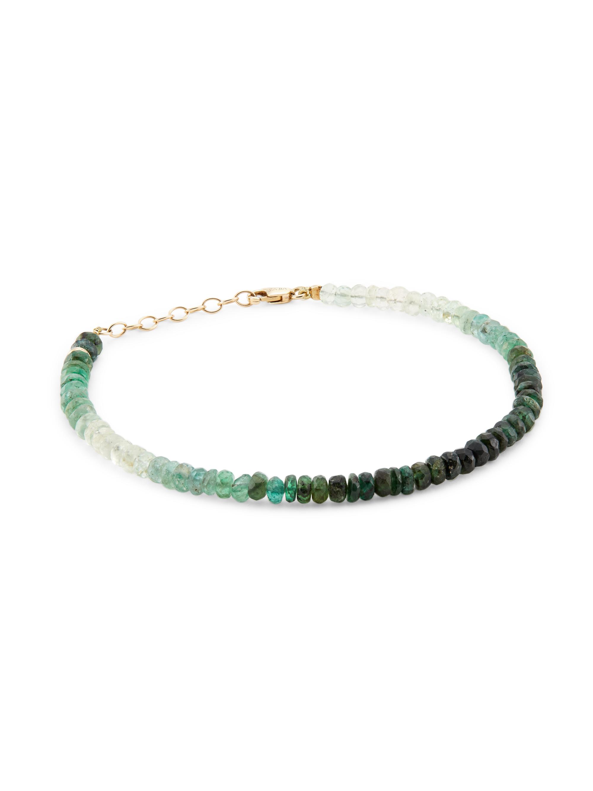 Jia Jia Women's Arizona 14K Yellow Gold & Emerald Beaded Bracelet - Green