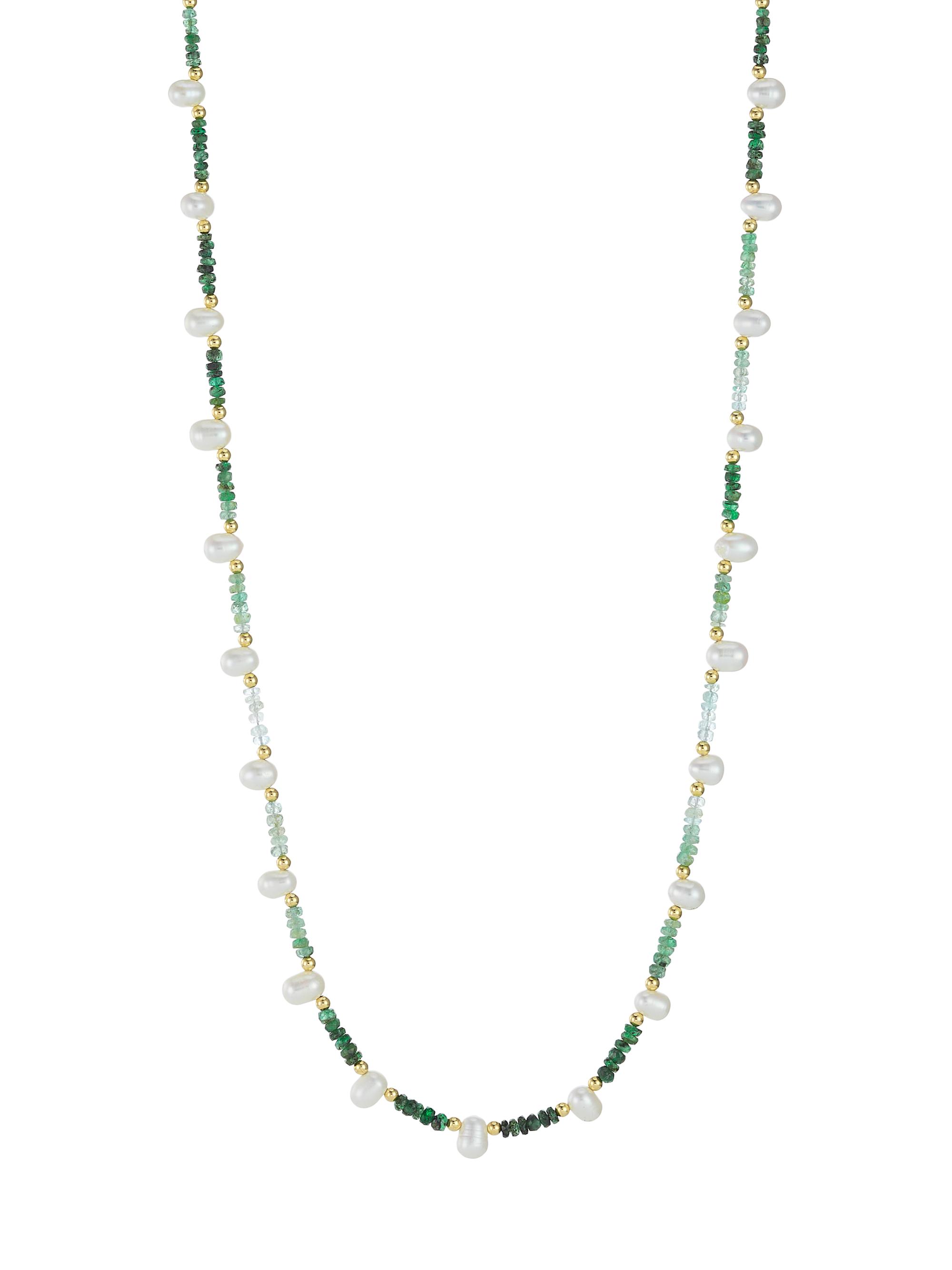 Jia Jia Women's 14K Yellow Gold, Emerald, & Pearl Long Necklace - Green