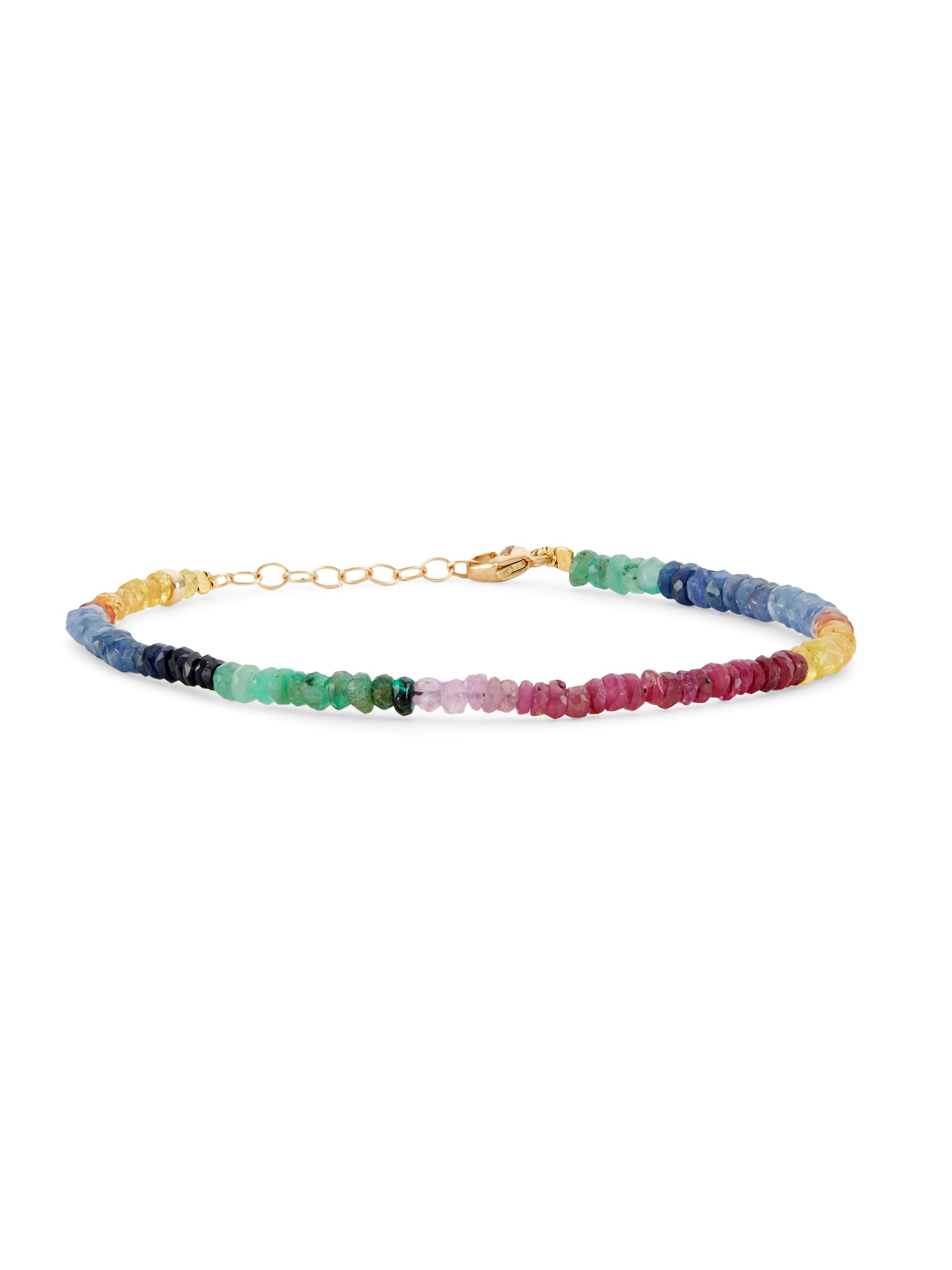 Jia Jia Women's Arizona 14K Yellow Gold & Rainbow Sapphire Beaded Bracelet - Rainbow
