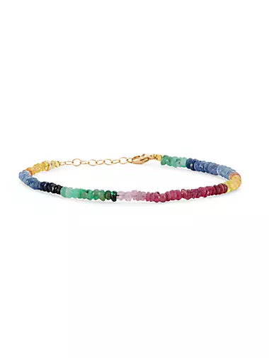 Arizona 14K Yellow Gold & Rainbow Sapphire Beaded Bracelet