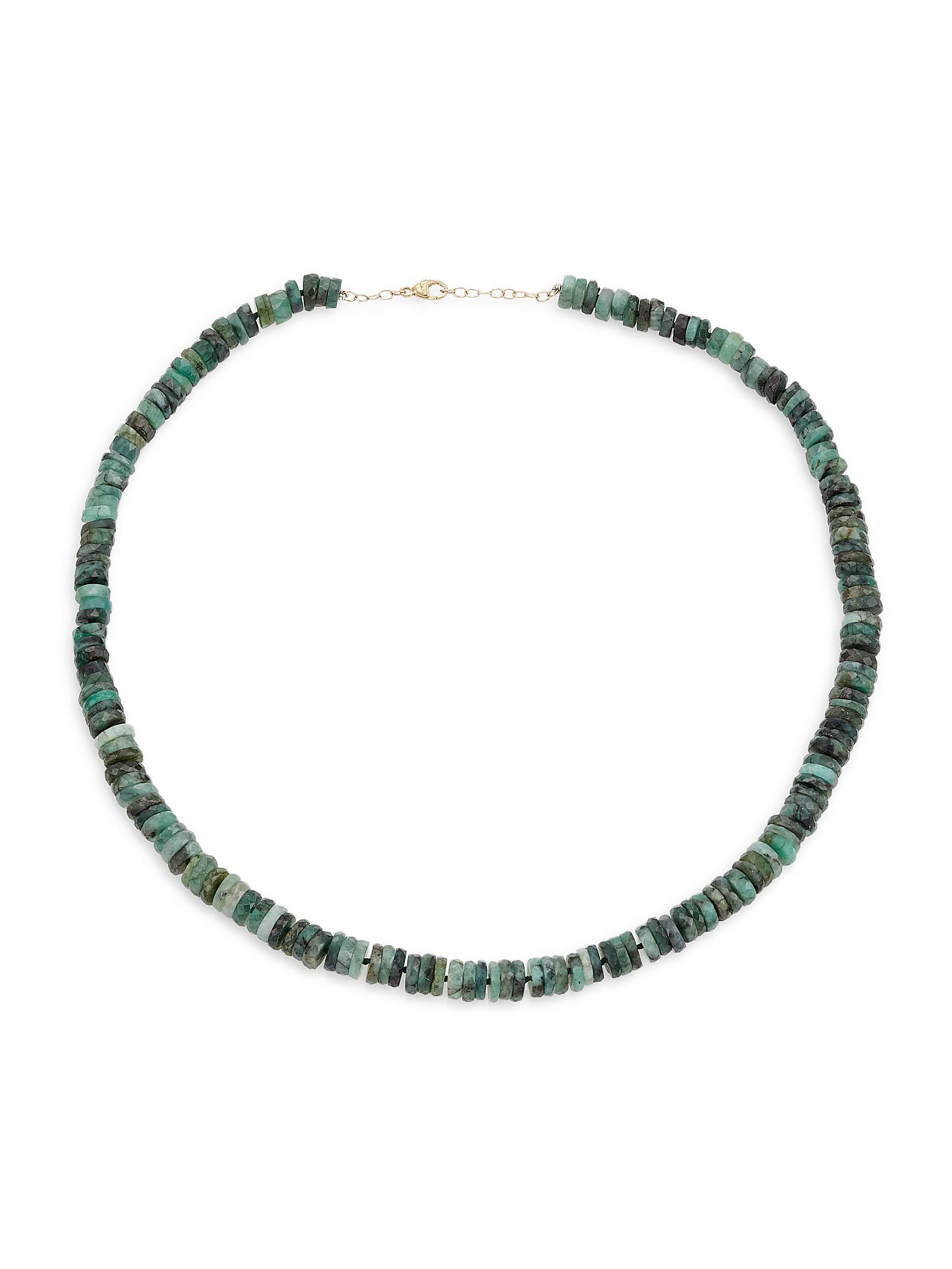 Jia Jia Women's Atlas 14K Yellow Gold & Emerald Beaded Necklace - Green