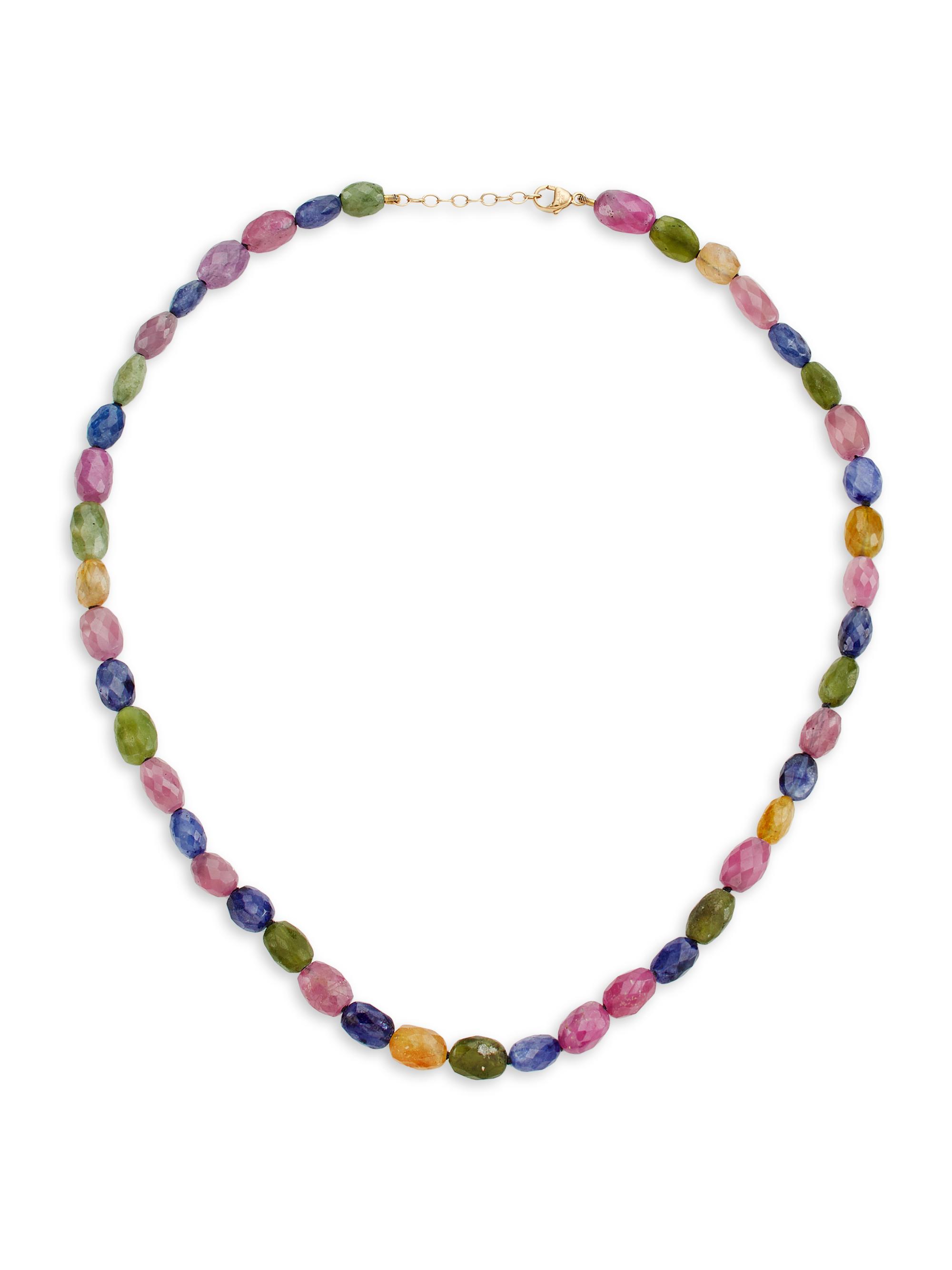 Jia Jia Women's Arizona 14K Yellow Gold & Rainbow Sapphire Beaded Necklace - Rainbow