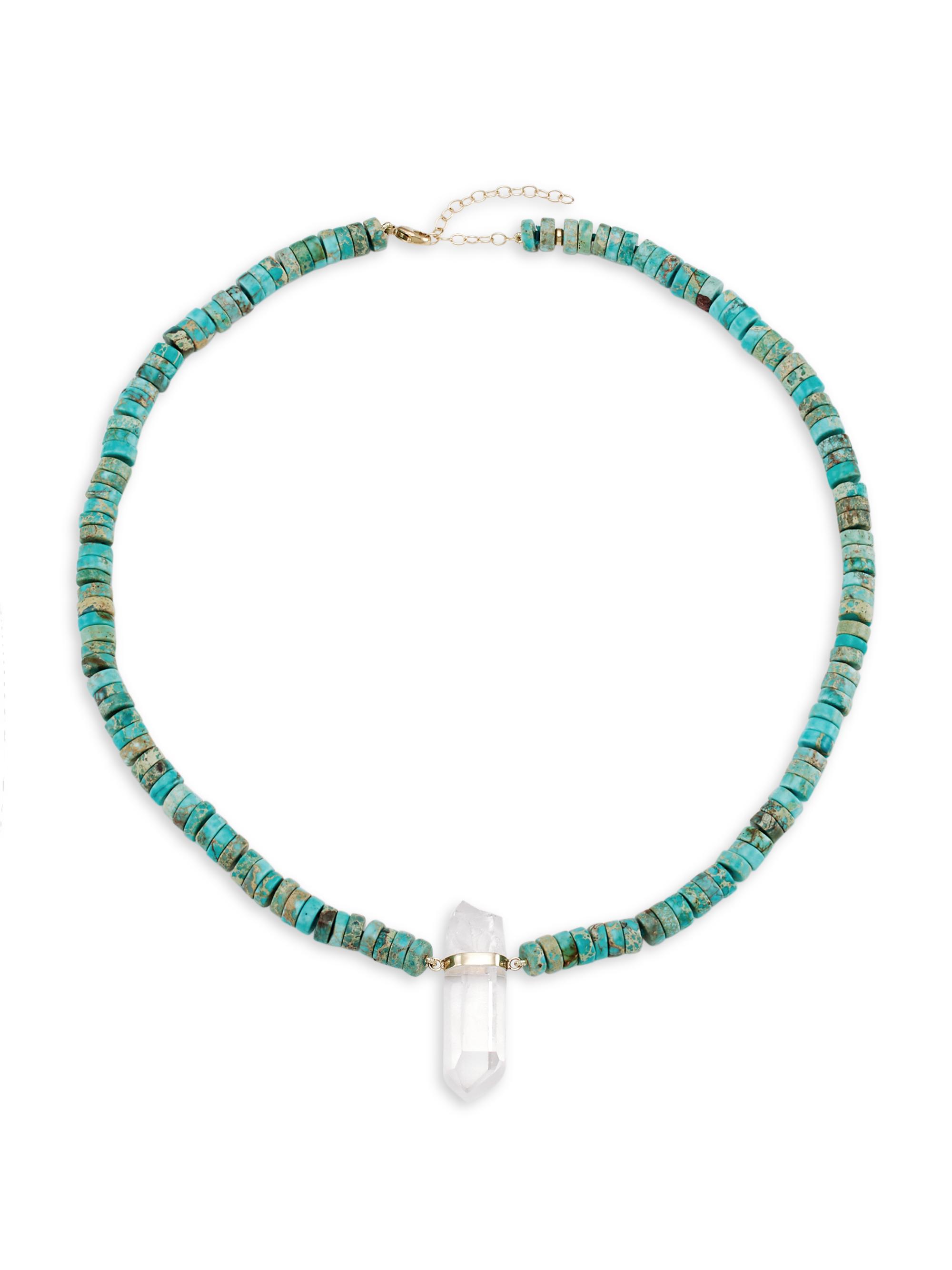 Jia Jia Women's Nevada 14K Yellow Gold, Blue Jasper, & Crystal Quartz Pendant Necklace - Turquoise