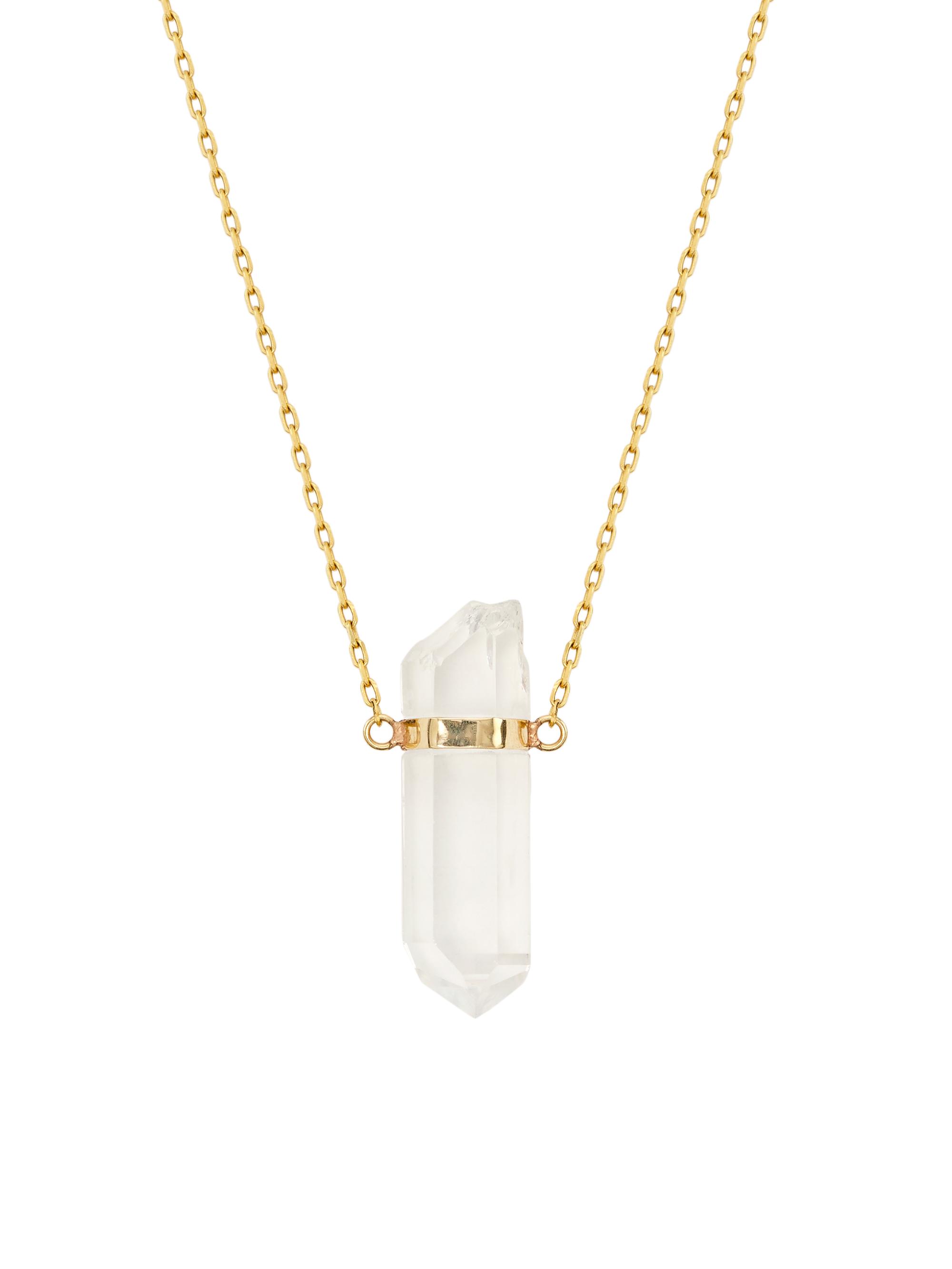 Jia Jia Women's  14K Yellow Gold & Crystal Quartz Bar Pendant Necklace - Clear Gold