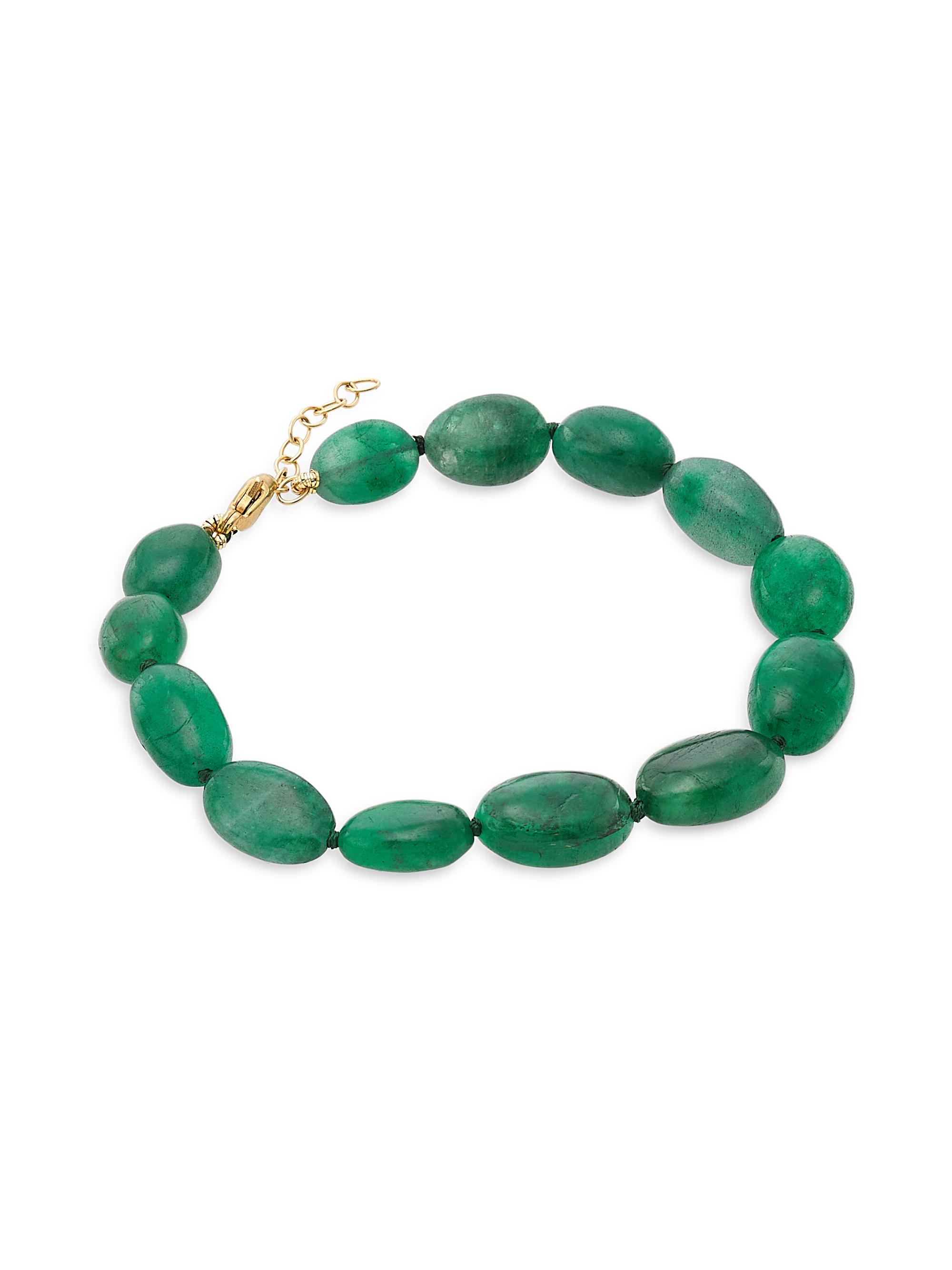 Jia Jia Women's Arizona 14K Yellow Gold & Emerald Quartz Beaded Bracelet - Green