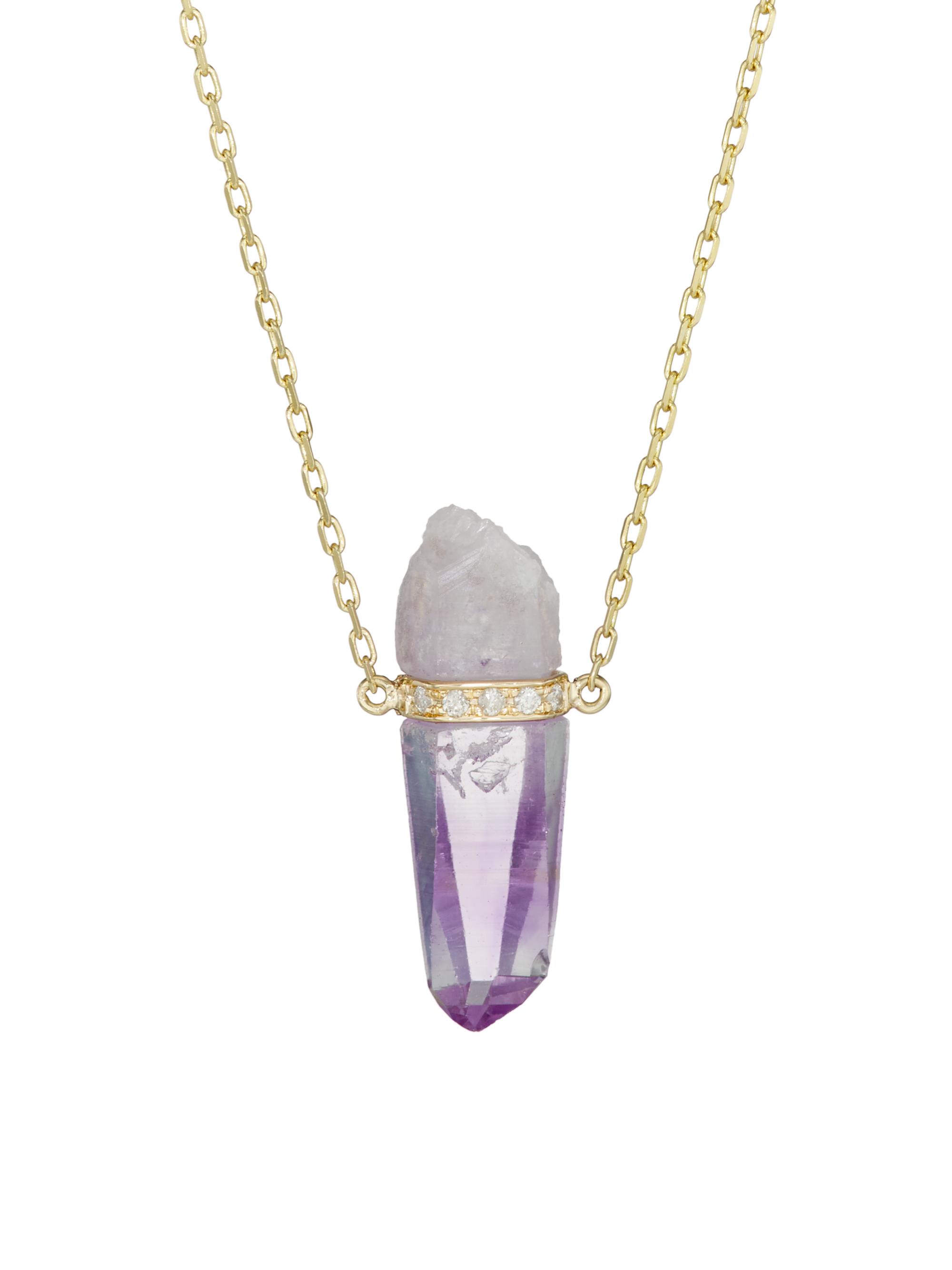 Jia Jia Women's 14K Yellow Gold, Veracruz Amethyst, & 0.13 TCW Diamond Pendant Necklace - Purple