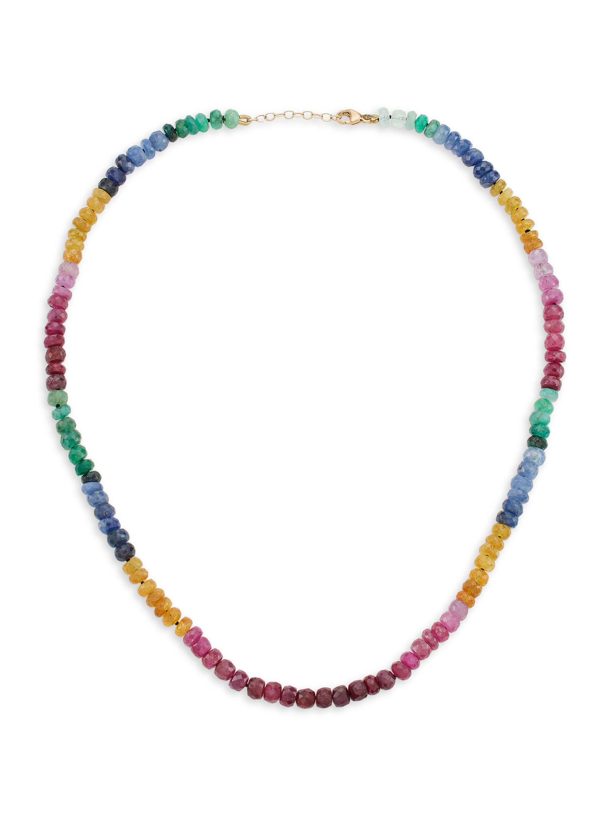 Jia Jia Women's Arizona 14K Yellow Gold & Rainbow Sapphire Beaded Necklace - Rainbow