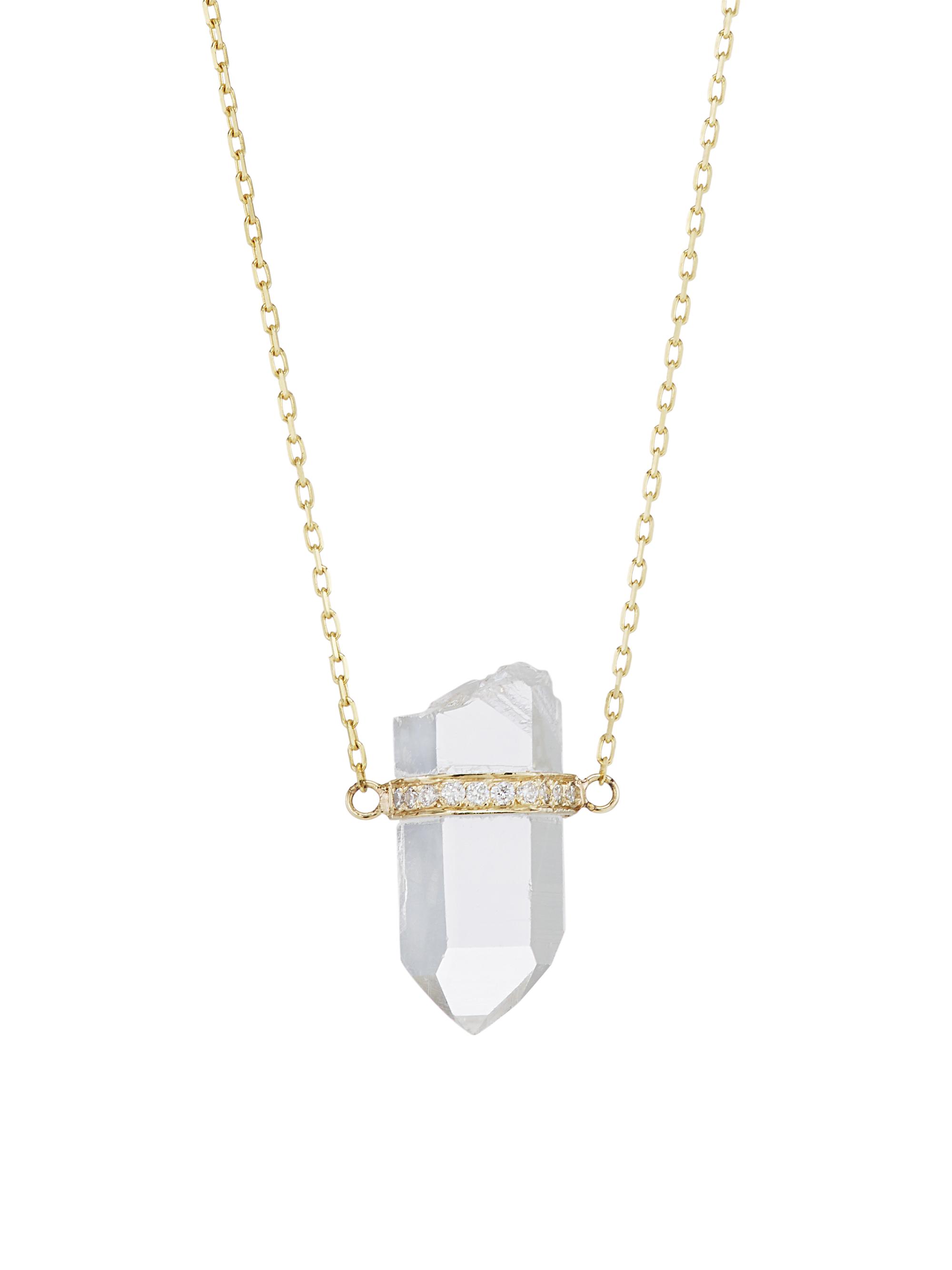 Jia Jia Women's Crystalline 14K Yellow Gold, Crystal Quartz, & Diamond  Pendant Necklace - Gold