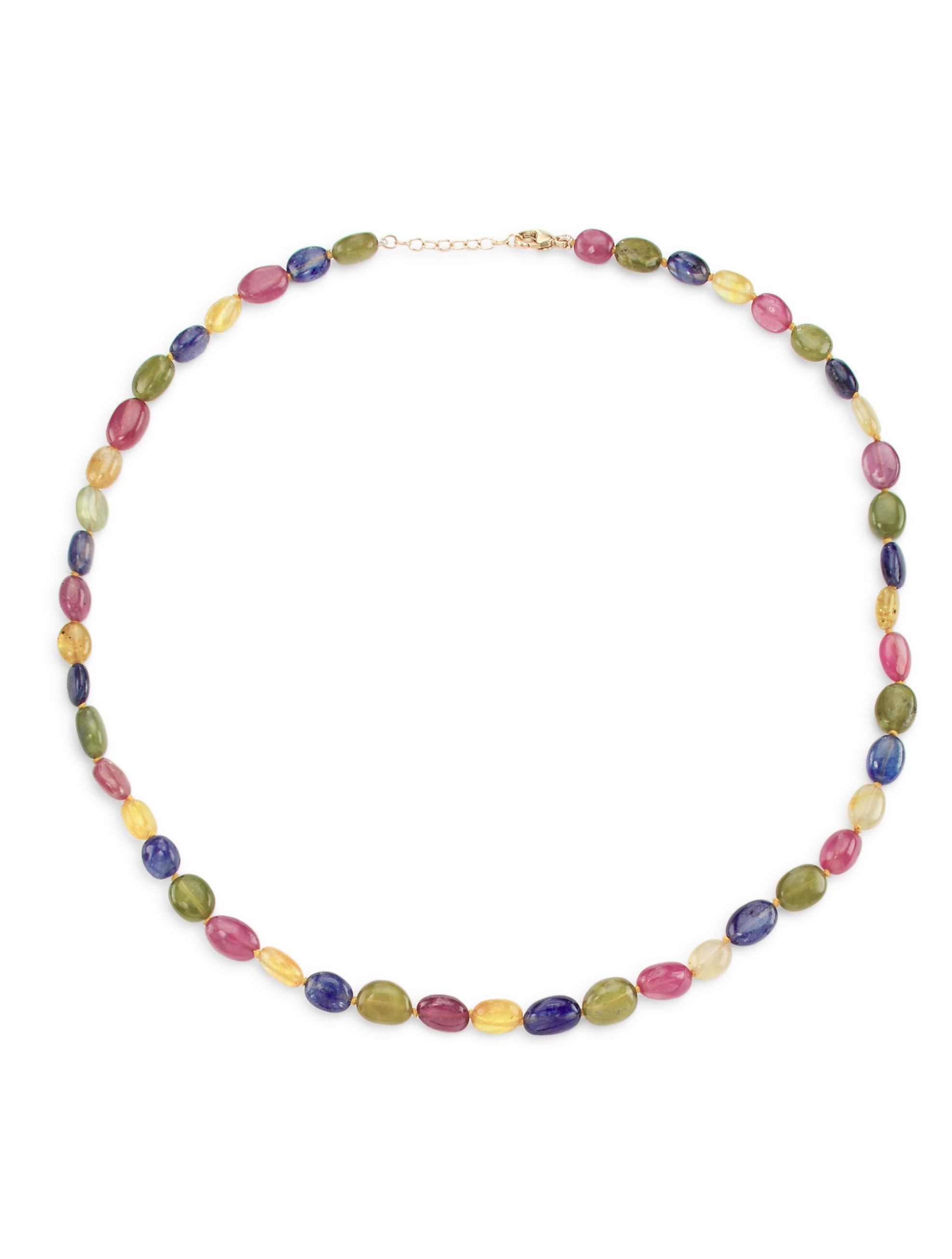 Jia Jia Women's Rainbow Sapphire & 14K Yellow Gold Smooth Candy Necklace - Rainbow