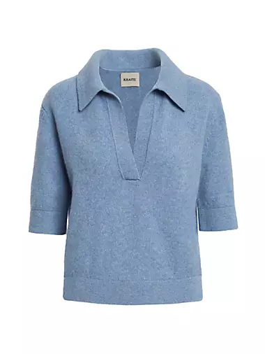 Shrunken Jo cashmere-blend polo sweater in grey - Khaite
