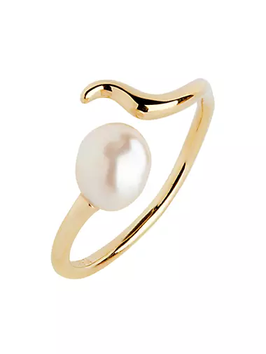 Moonshine 22K-Gold-Plated & 7-9MM Freshwater Pearl Ring