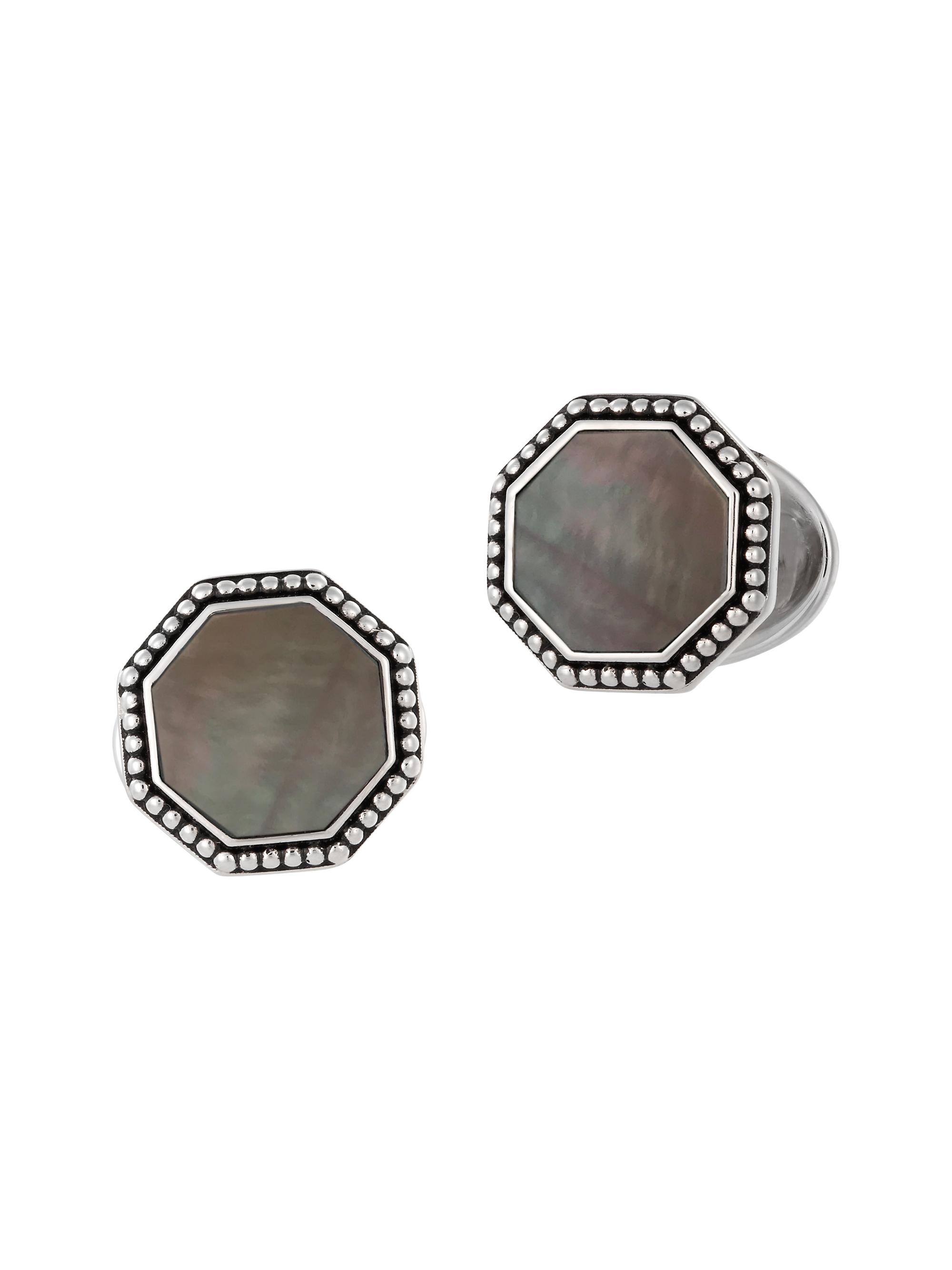Jan Leslie Men's Octagon Mother-Of-Pearl Stainless Steel Cufflinks - Grey