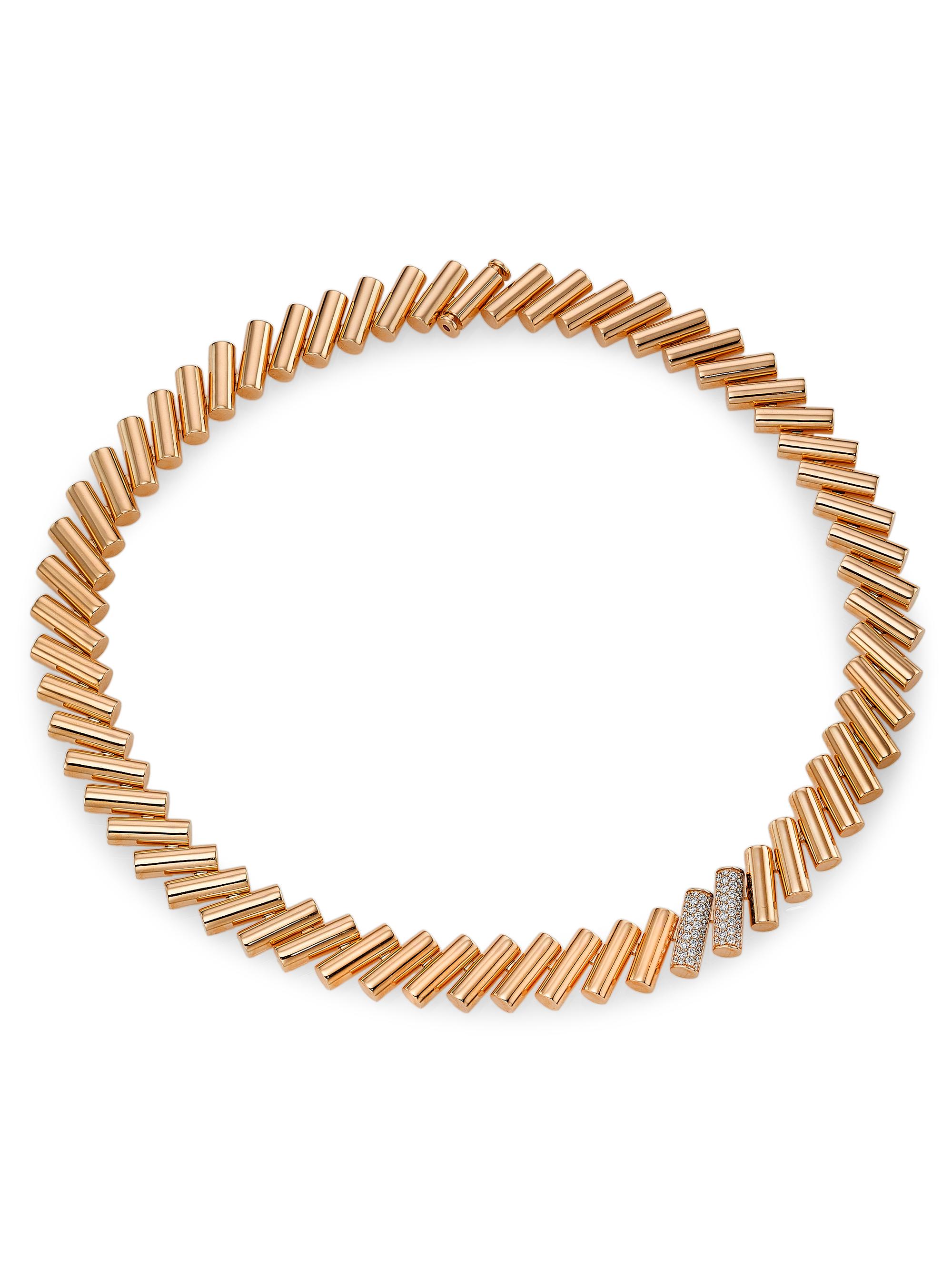 Roberto Coin Women's Domino 18K Rose Gold & 0.85 TCW Diamonds Necklace - Pink