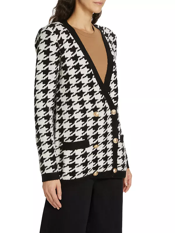 Maddy Double-Breasted Houndstooth Cardigan