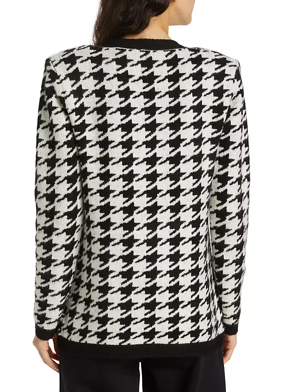Maddy Double-Breasted Houndstooth Cardigan