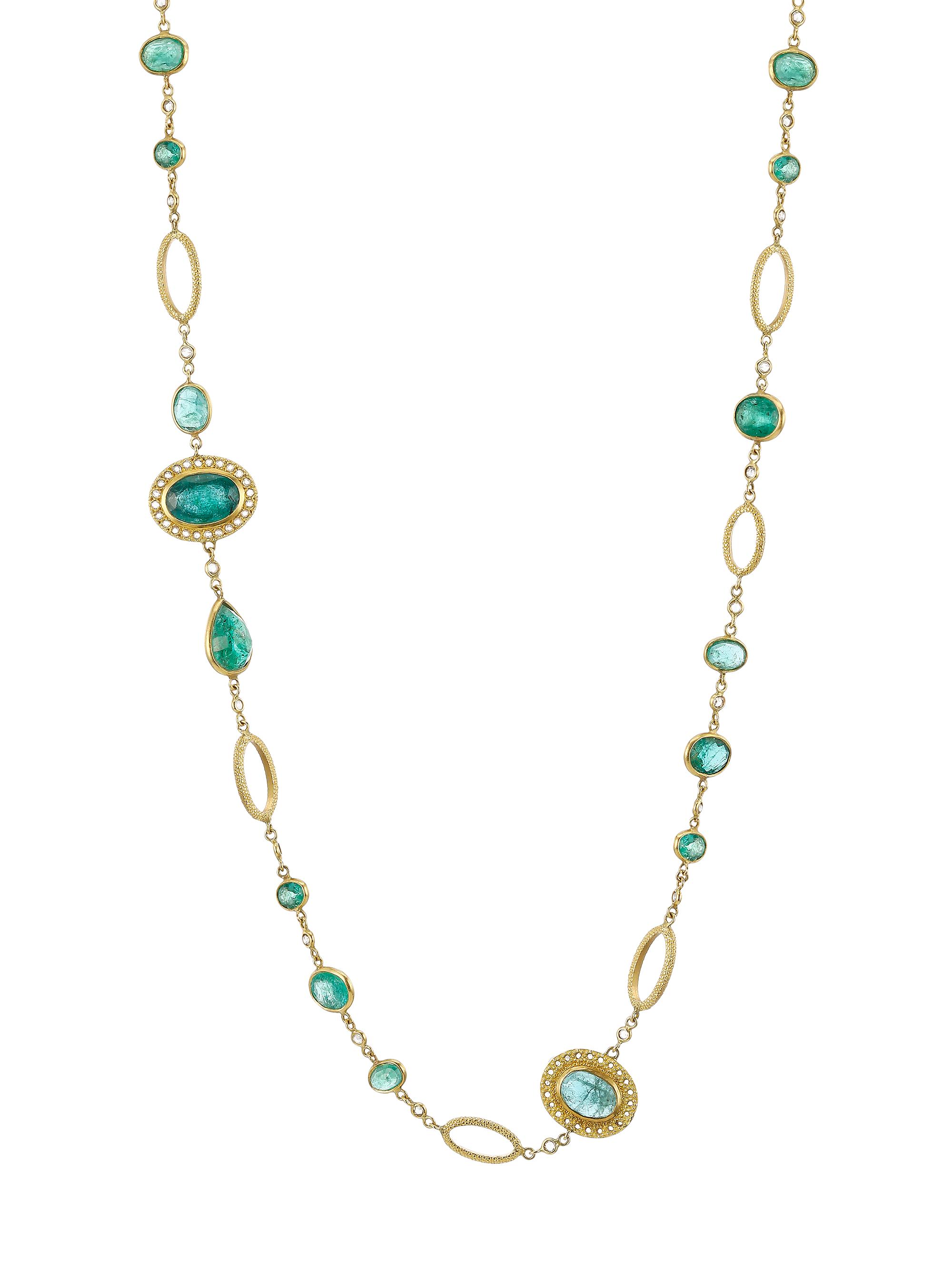 Coomi Women's Affinity 20K Gold, Diamond & Emerald Station Necklace - Yellow Gold