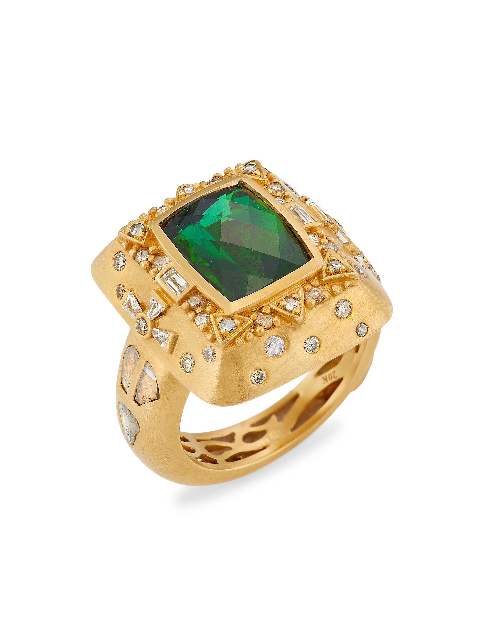 Coomi Women's Affinity 20K Gold, Diamond & Green Tourmaline Ring - Yellow Gold