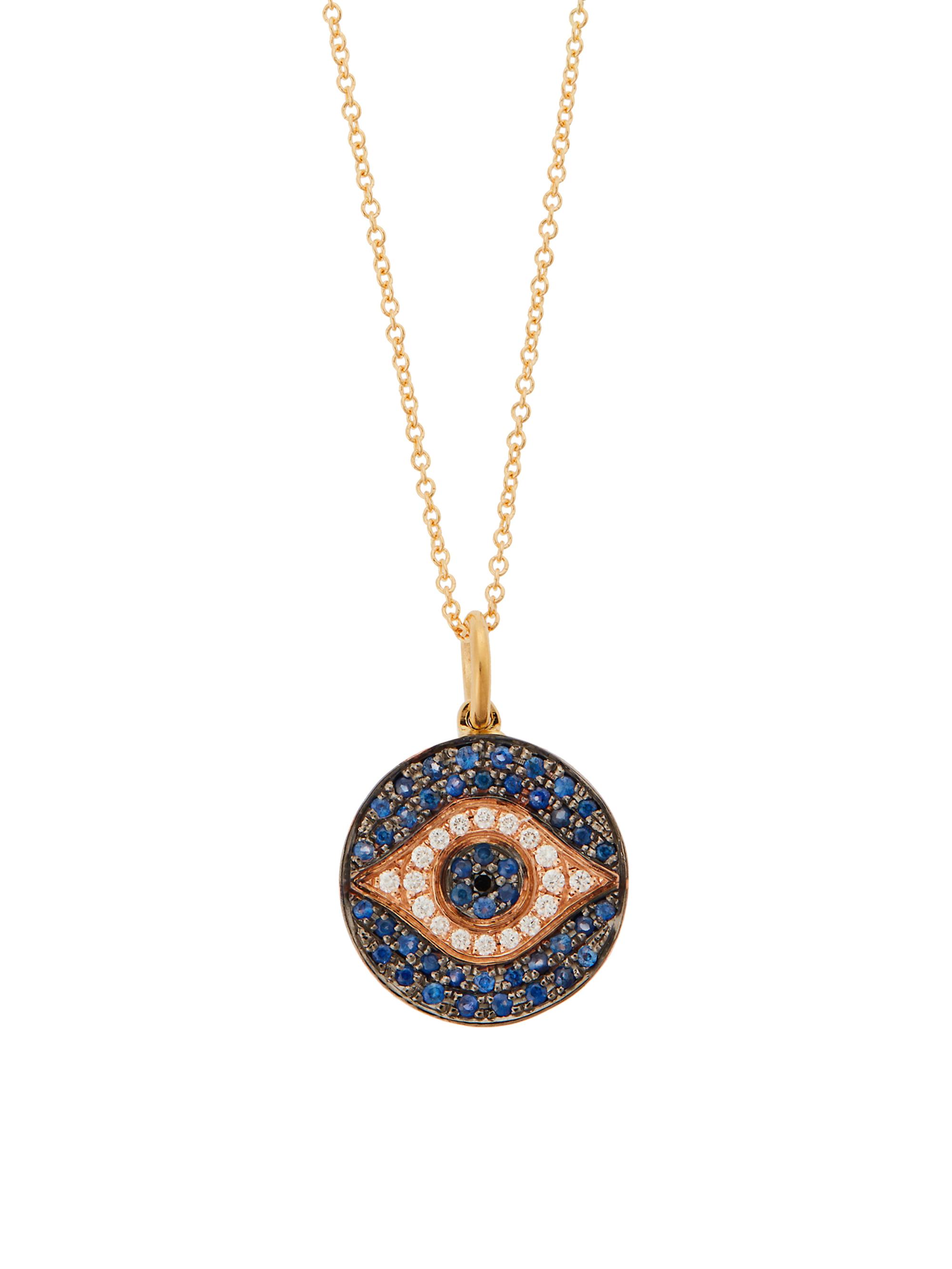Ileana Makri Women's Evil Eye Little Dawn 18K Rose Gold, Blue Sapphires & Diamonds Pendant Necklace - Gold
