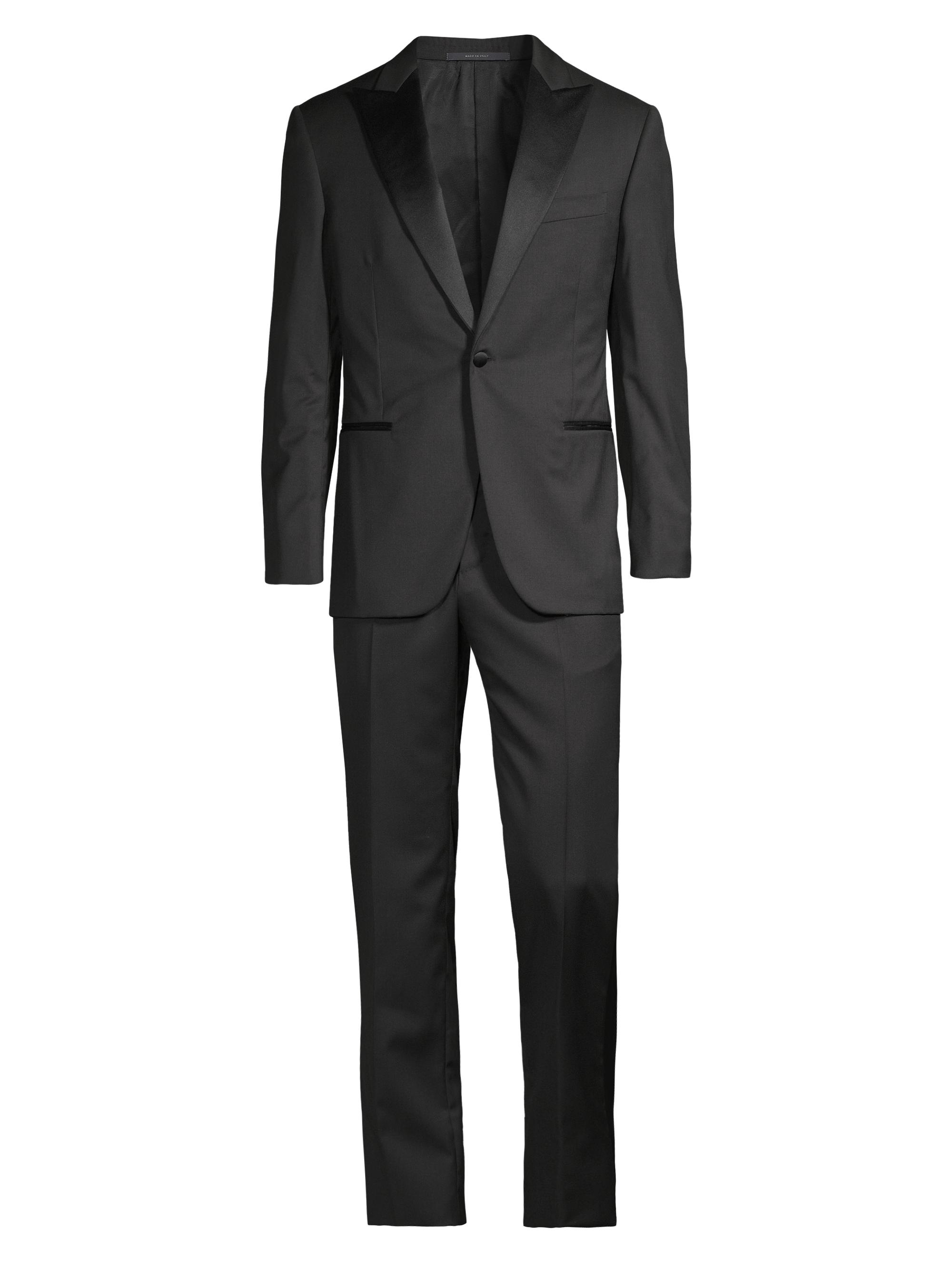 Pal Zileri Men's Satin Peak Lapel Tuxedo - Black