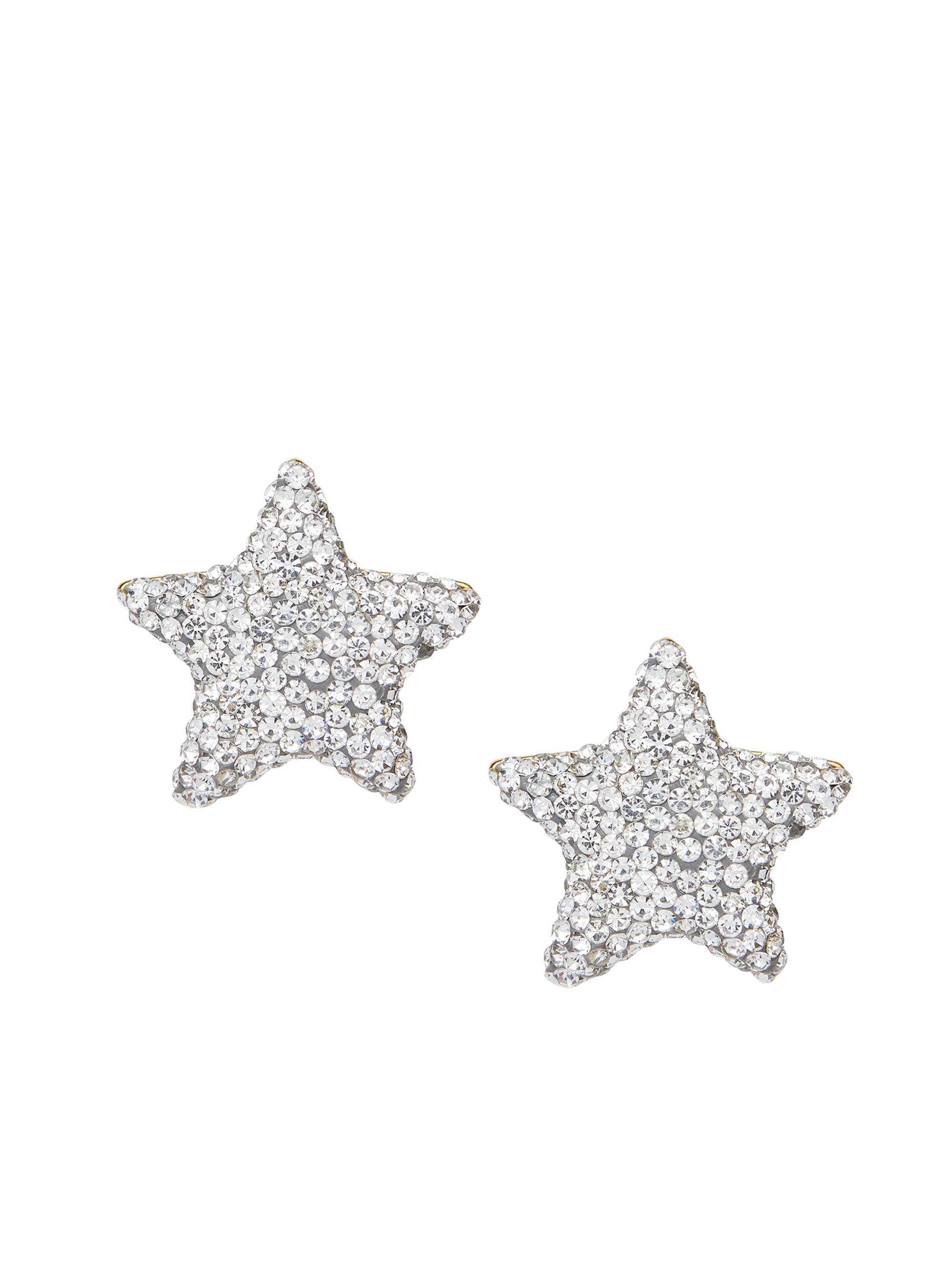 Lele Sadoughi Women's Crystal Pavé Star Button Earrings - Silver