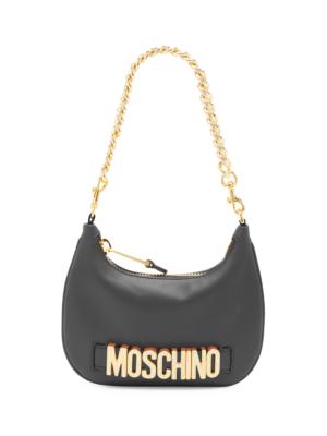 Moschino logo-quilted leather shoulder bag - Purple