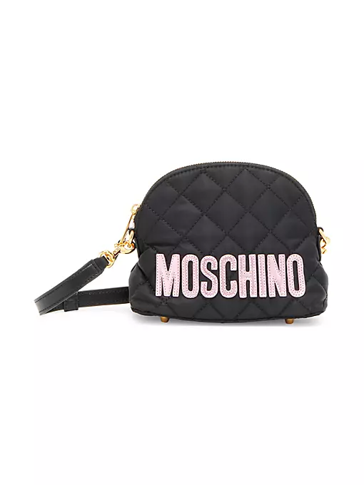 Moschino - Quilted Nylon Metallic-Logo Dome Crossbody Bag