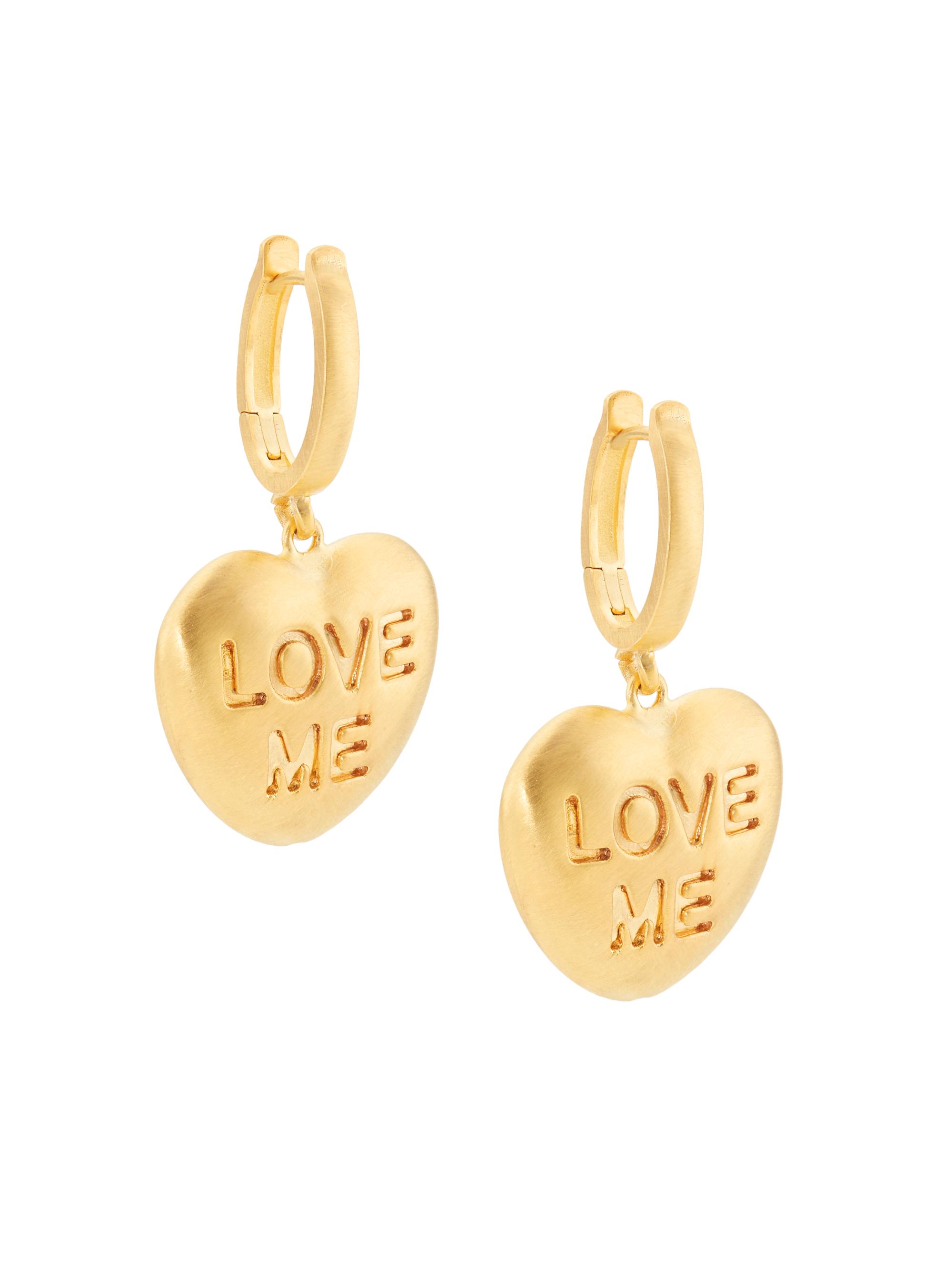 Lauren Rubinski Women's 14K Yellow Gold "Love Me" Heart Drop Earrings - Yellow Gold