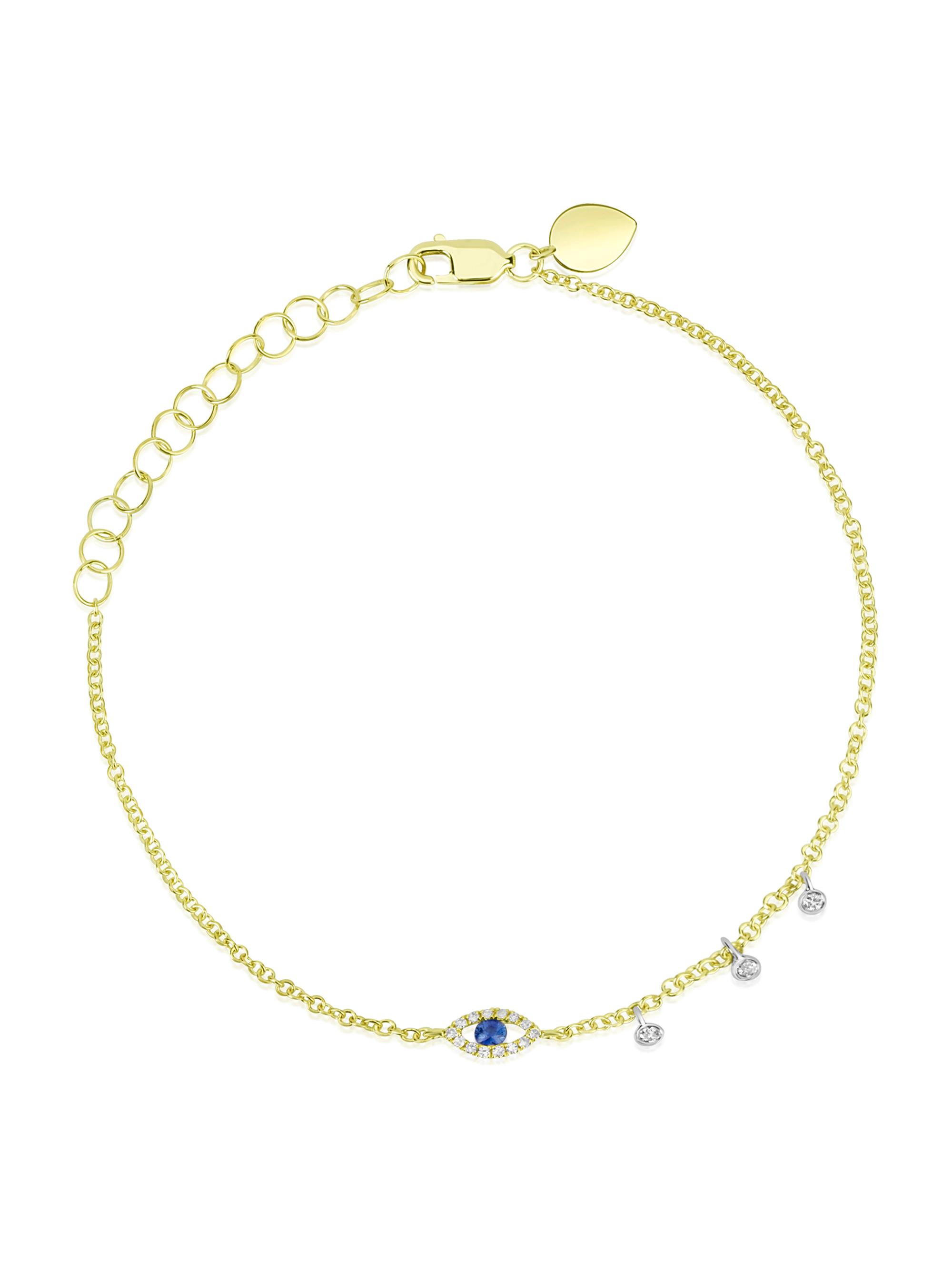 Meira T Women's 14K Gold, Diamond & Sapphire Evil Eye Bracelet - Yellow Gold