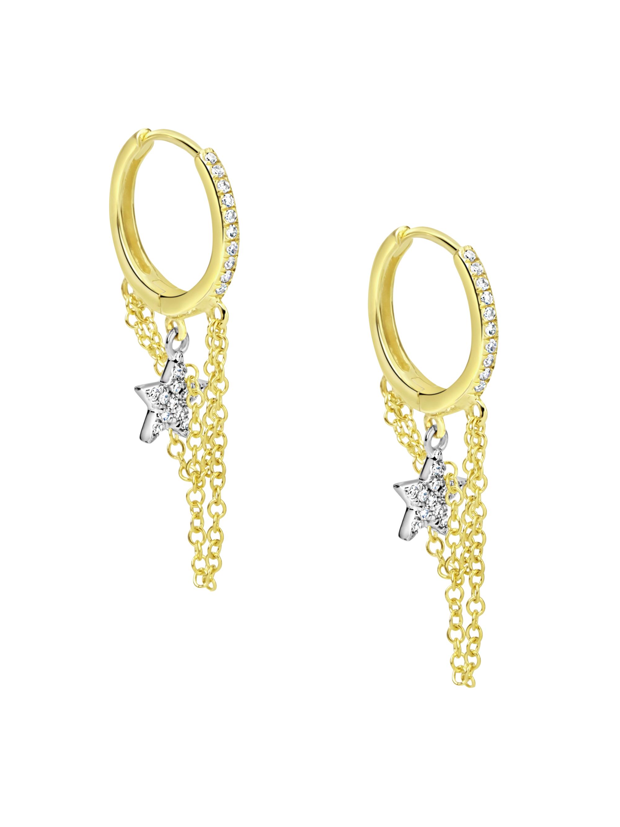 Meira T Women's Two-Tone 14K Gold & Diamond Star & Chain Drop Earrings - Yellow Gold
