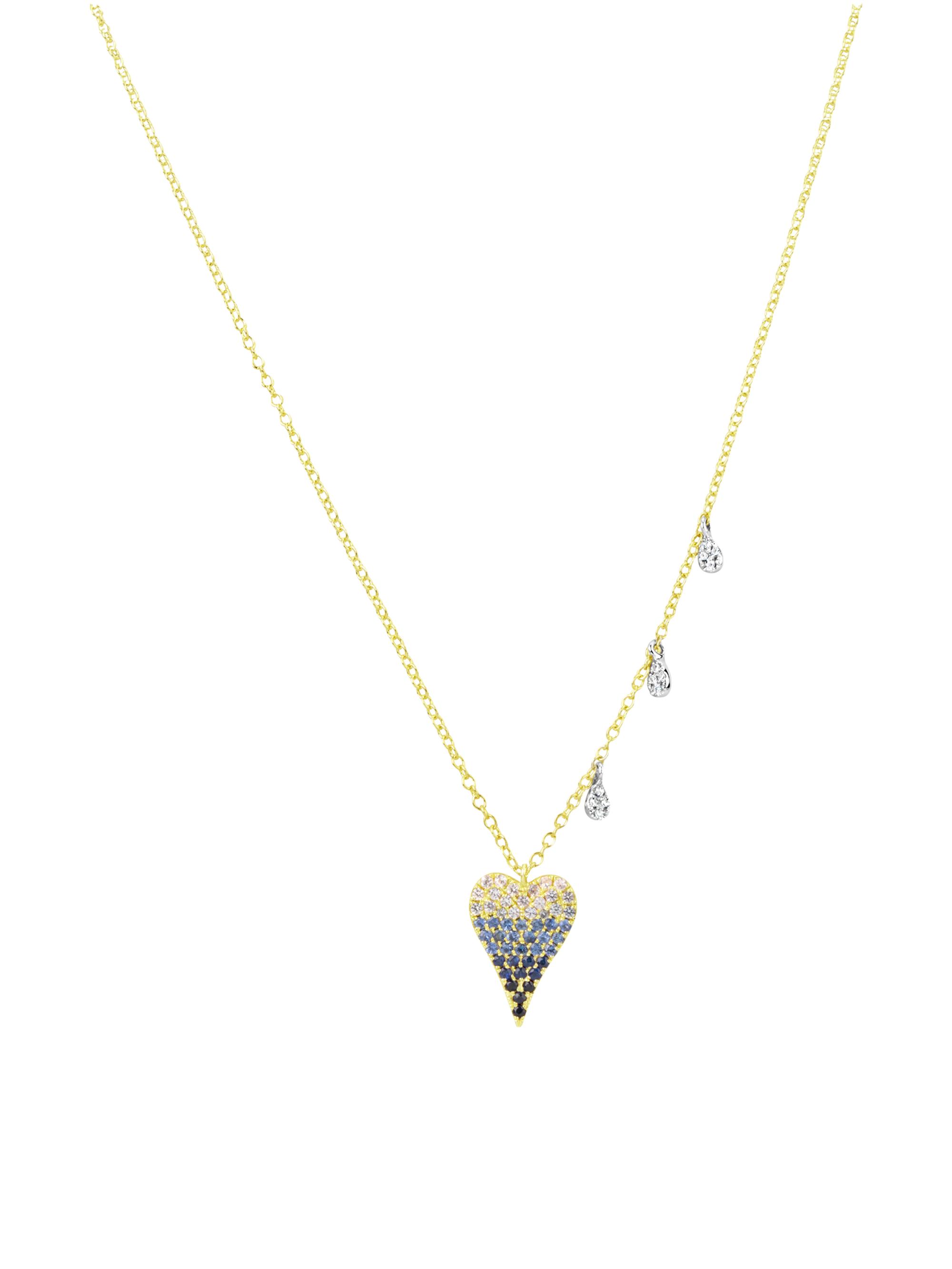 Meira T Women's 14K Yellow Gold, Blue Sapphire, & Diamond Heart Pendant Necklace - Yellow Gold