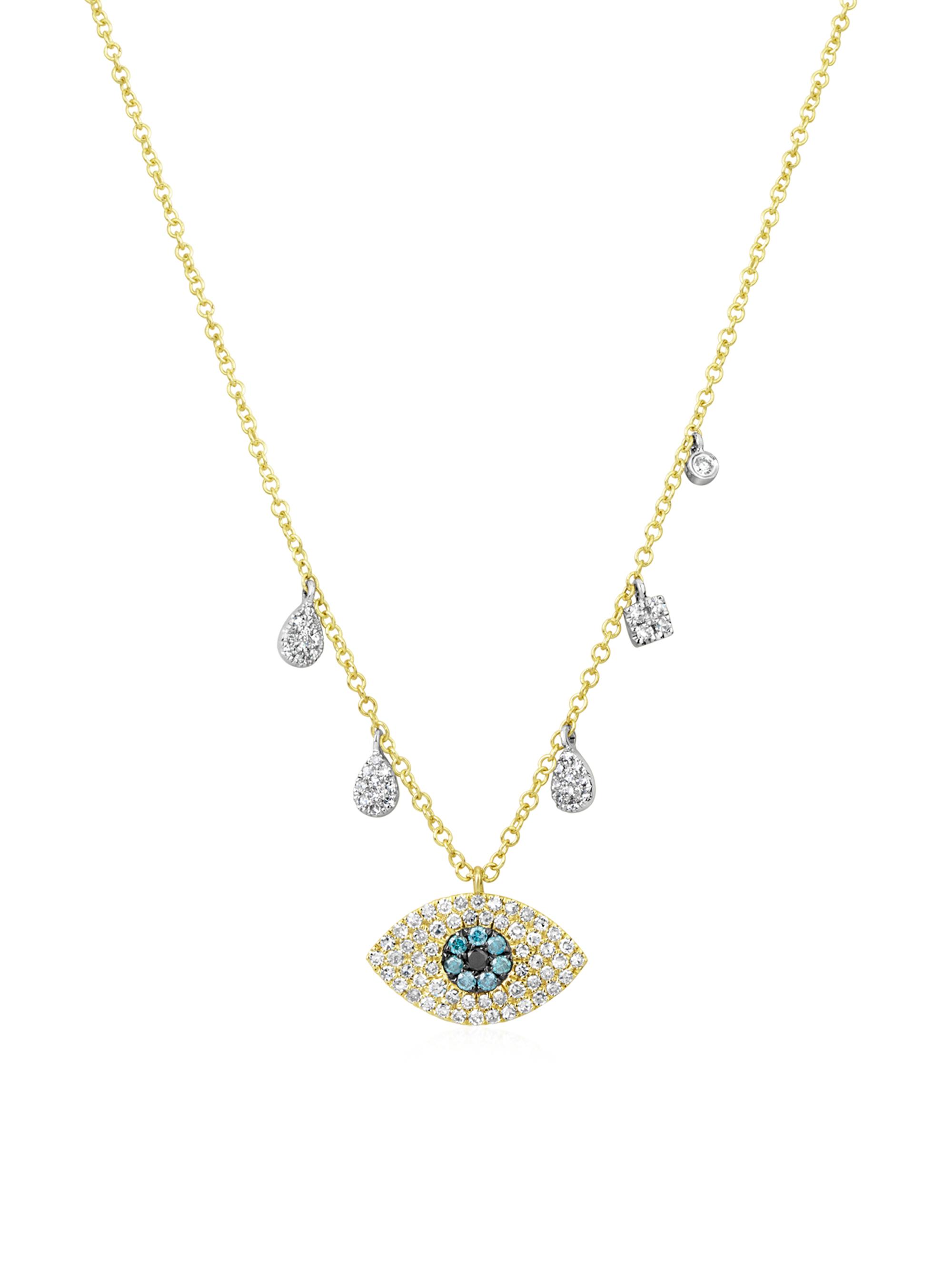 Meira T Women's Two-Tone 14K Gold & Diamond Evil-Eye Pendant Necklace - Yellow Gold