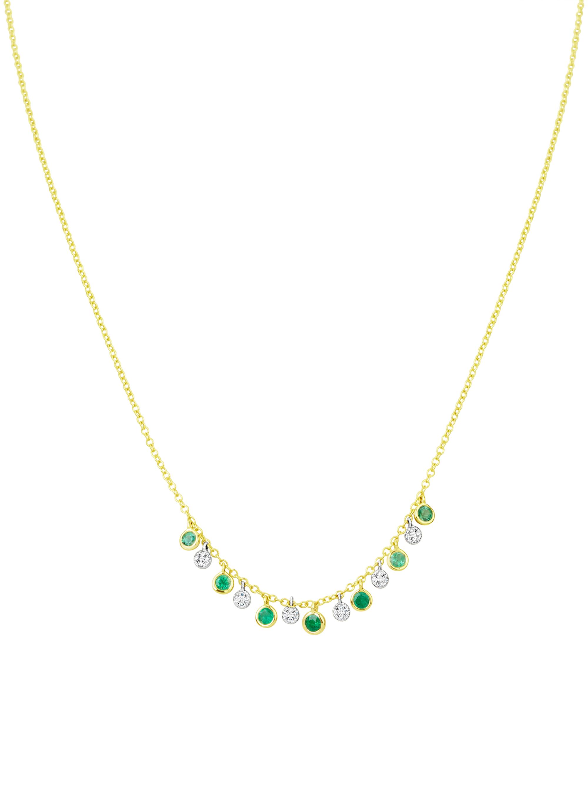 Meira T Women's 14K Yellow Gold, Emerald, & Diamond Charm Necklace - Yellow Gold