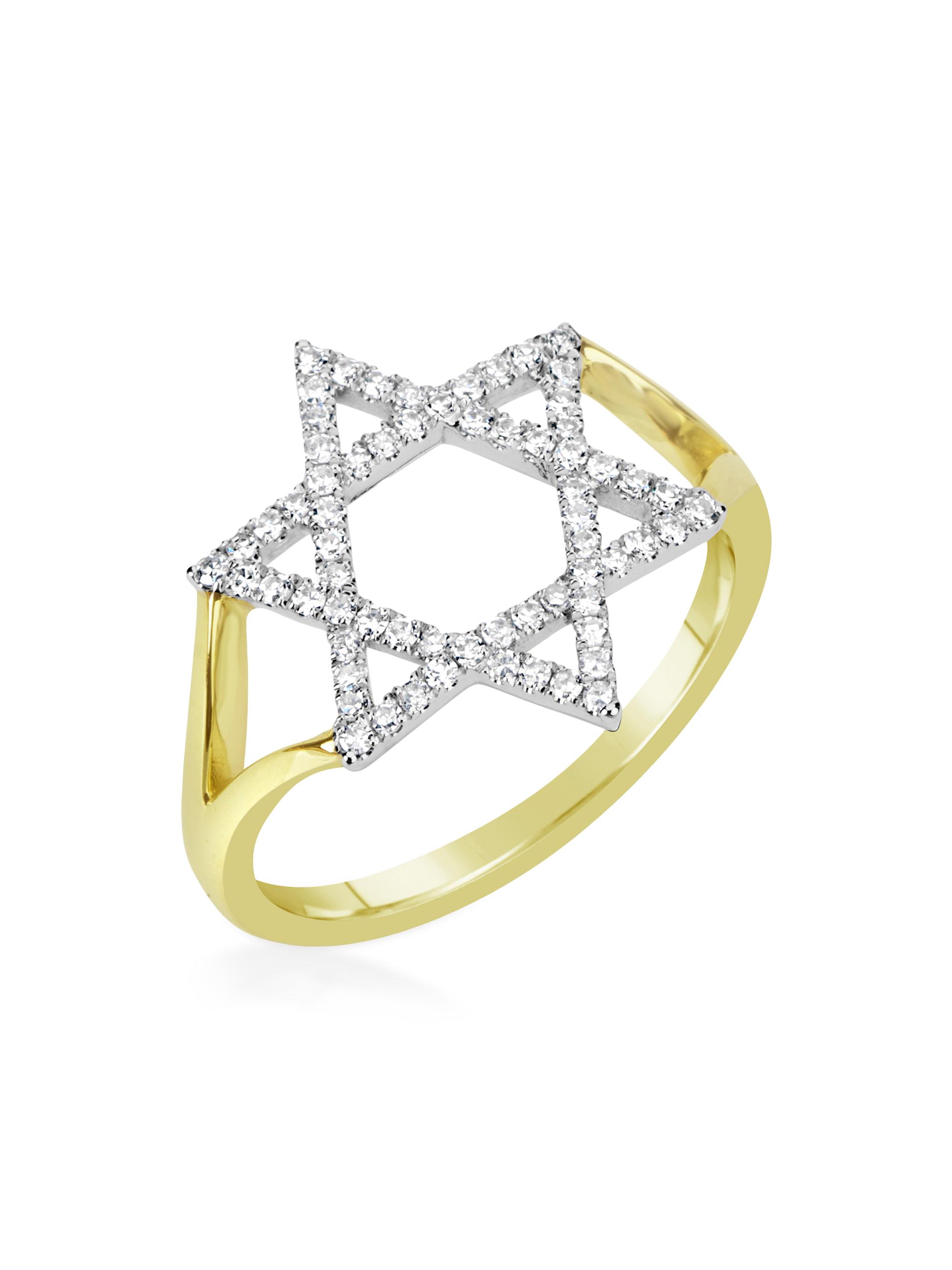 Meira T Women's 14K Yellow Gold & Diamond Star Of David Ring - Yellow Gold