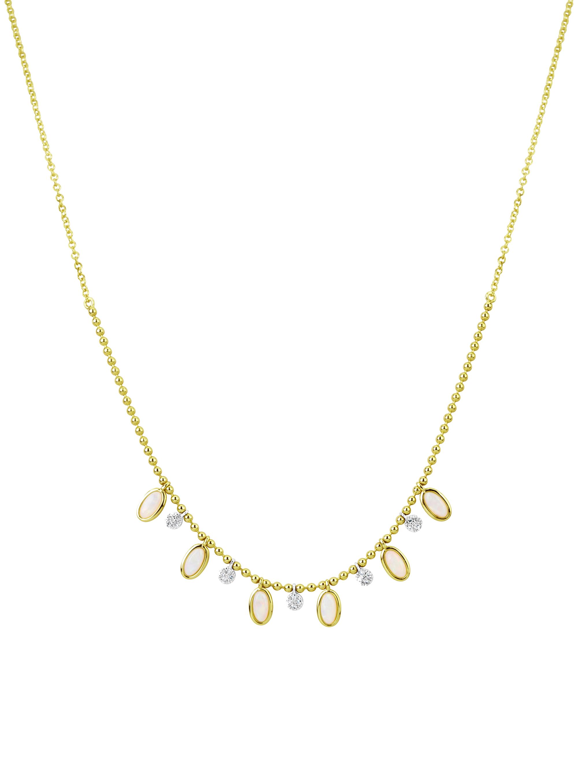 Meira T Women's 14K Gold, Diamond & Opal Ball Chain Necklace - Yellow Gold