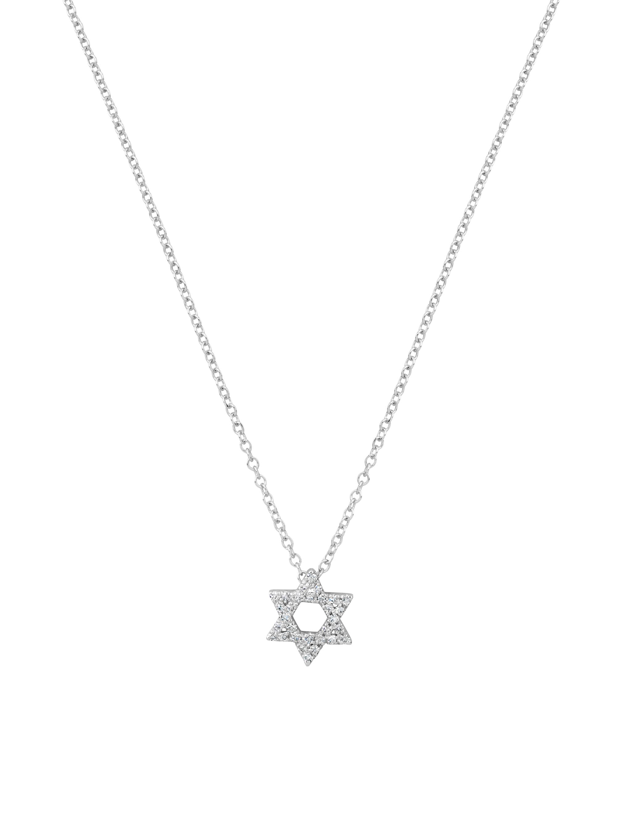 Meira T Women's 14K White Gold & Diamond Star-Of-David Pendant Necklace - White Gold