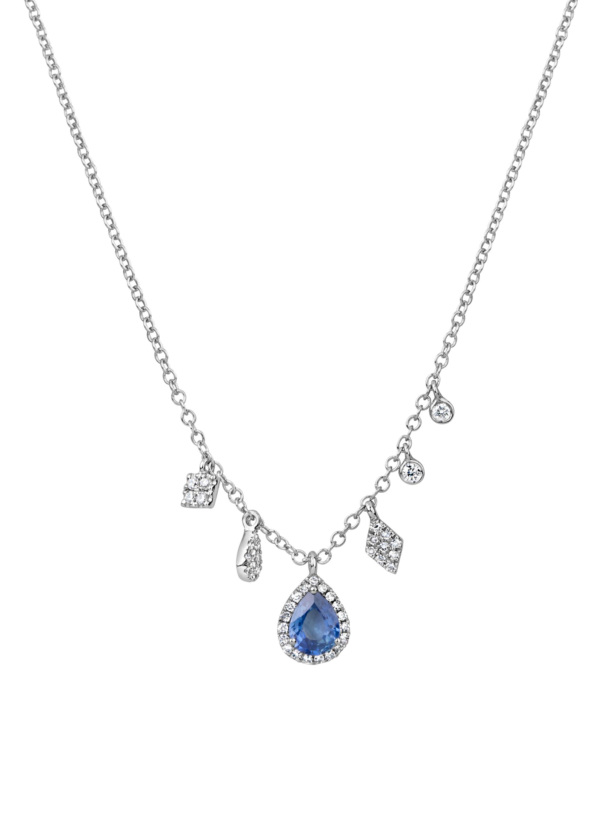 Meira T Women's 14K White Gold, Sapphire, & Diamond Pendant Necklace - White Gold