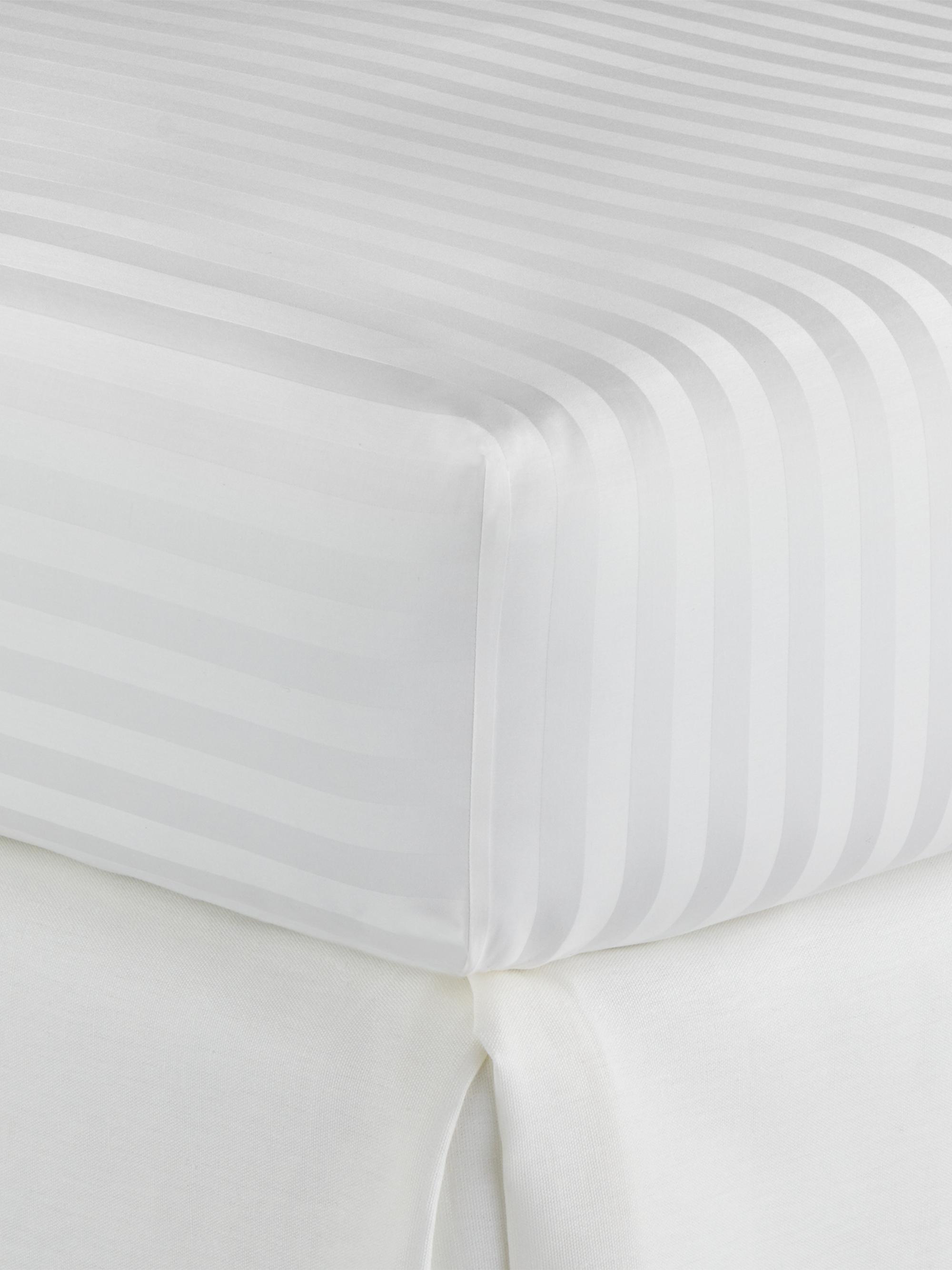 Peacock Alley Soprano Stripe Sateen Fitted Sheet - White Queen