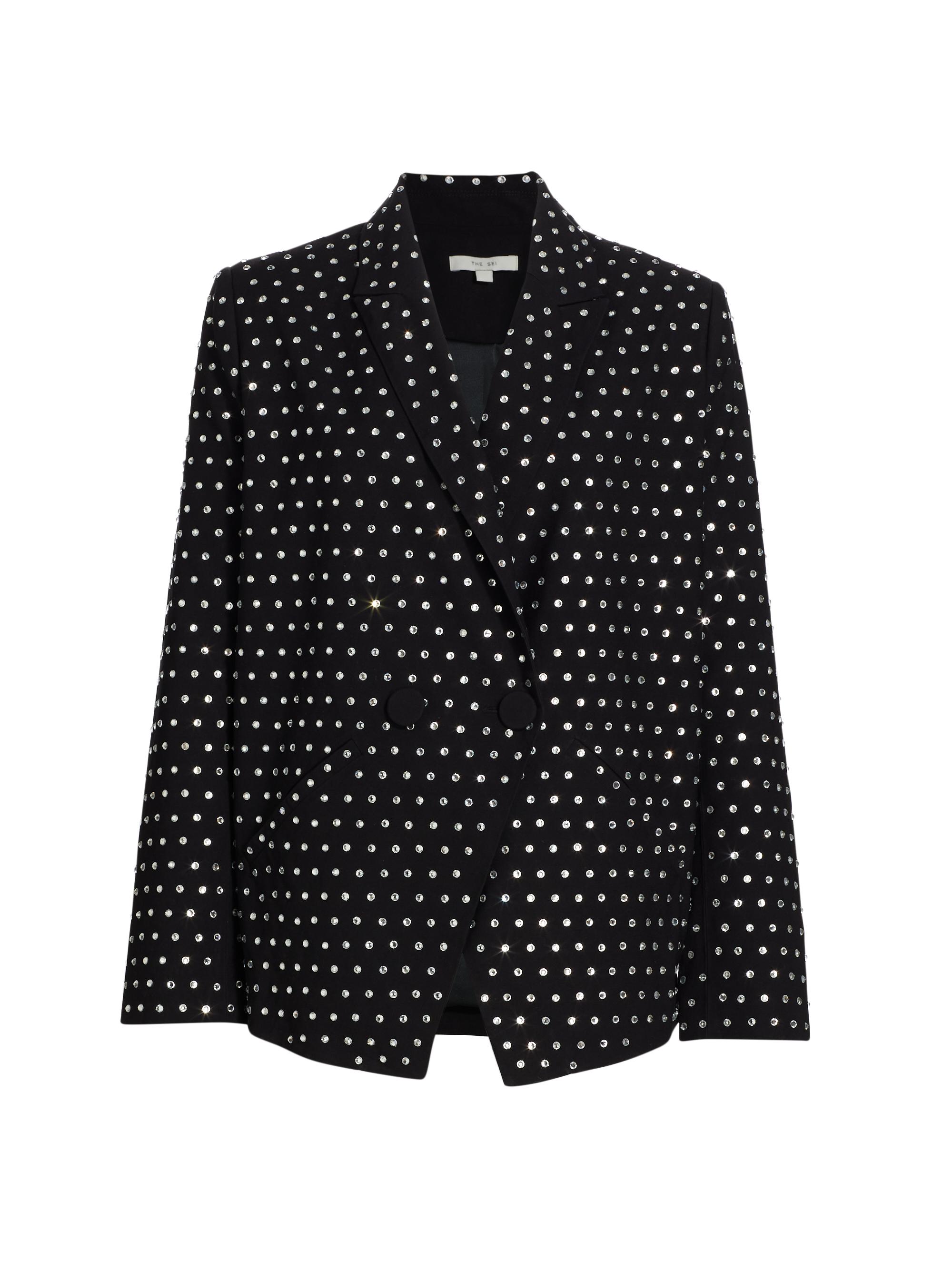 The Sei Women's Crystal Doube-Breasted Blazer - Black