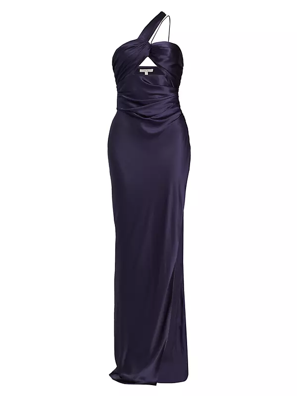 Asymmetric silk gown in purple - The Sei