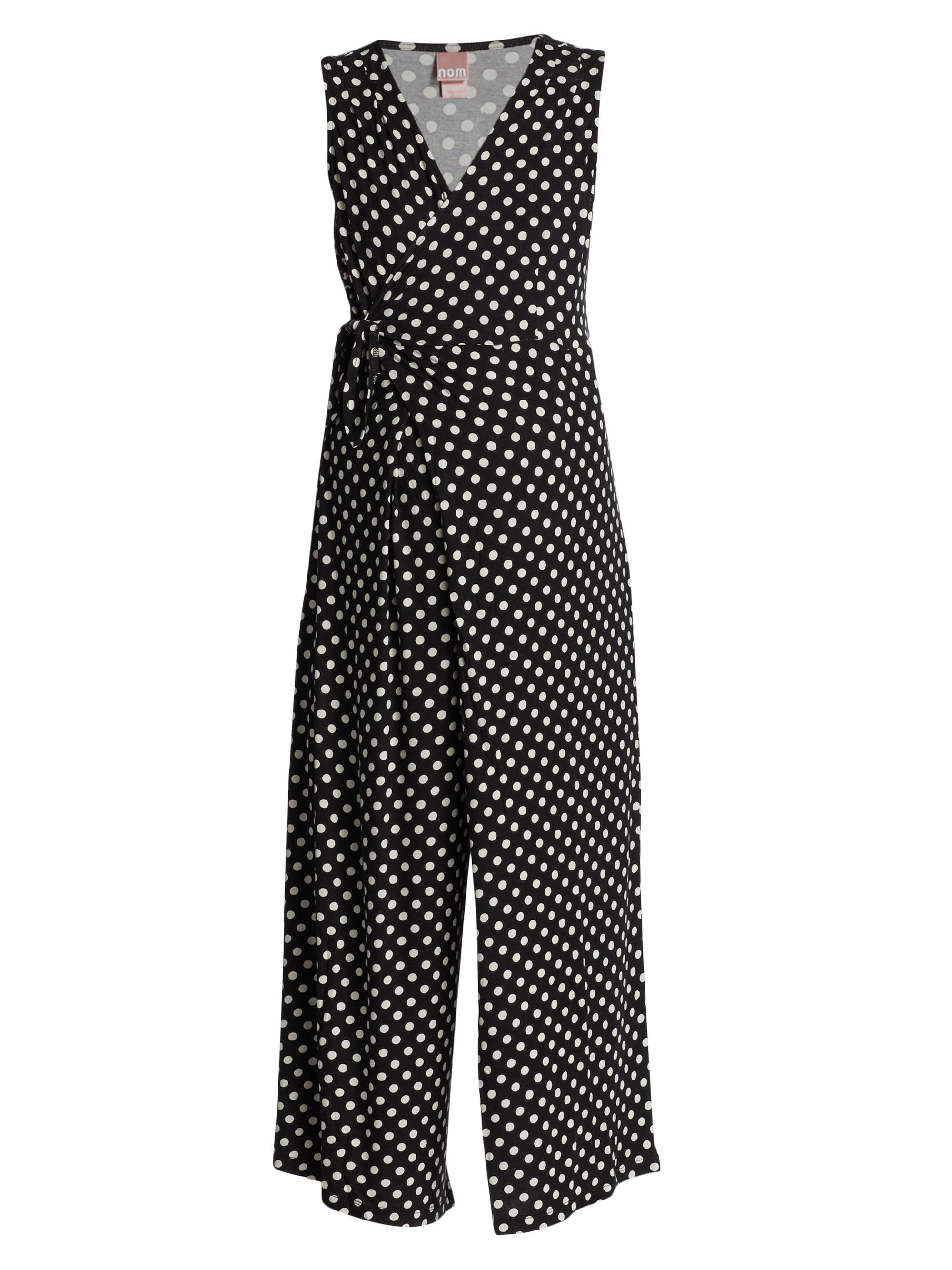 Nom Maternity Women's Francesca Wrap-Front Jumpsuit - Black With White Dot