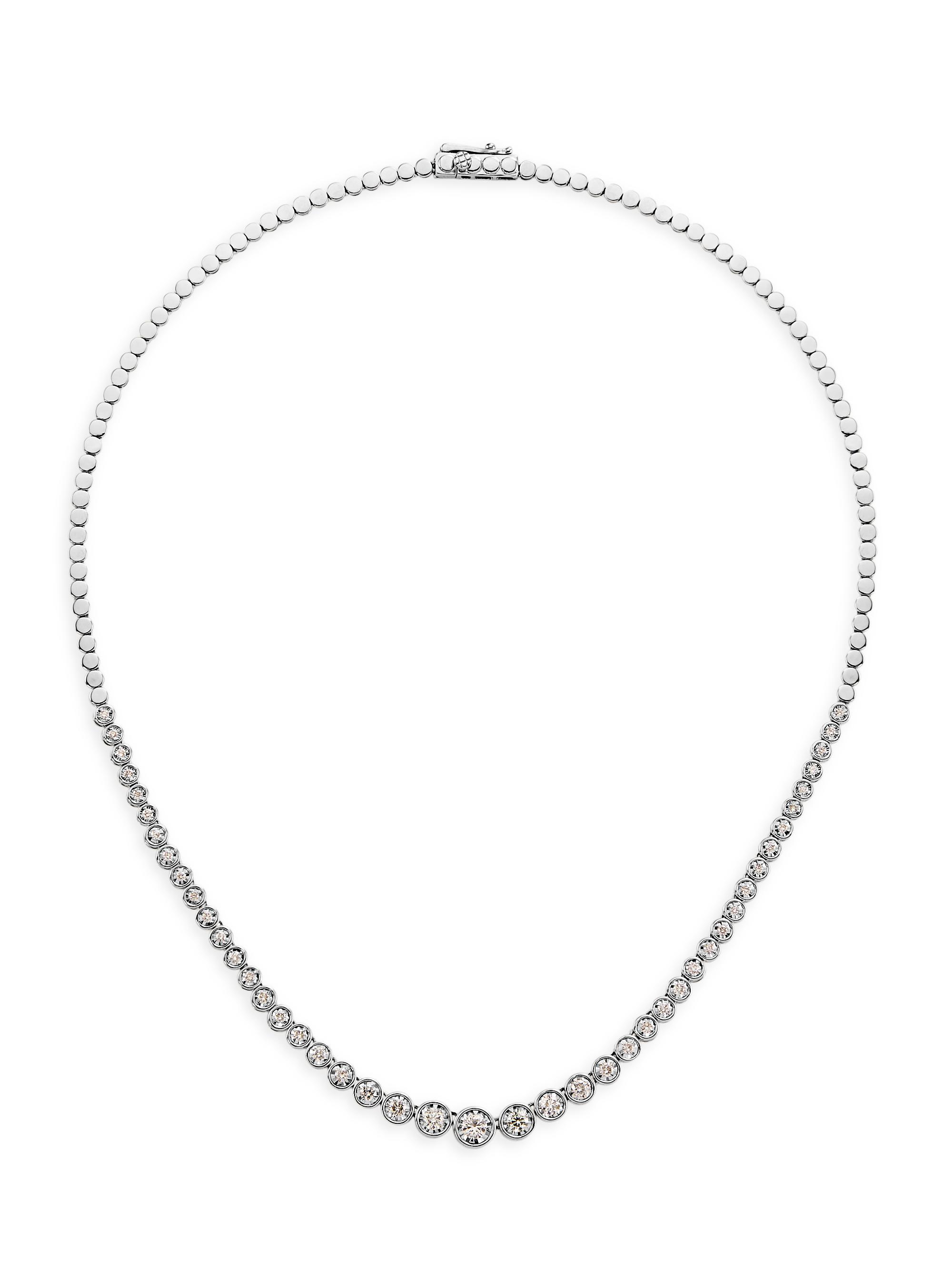 Saks Fifth Avenue Collection Women's 14K White Gold & 1.50 TCW Diamond Tennis Necklace - White
