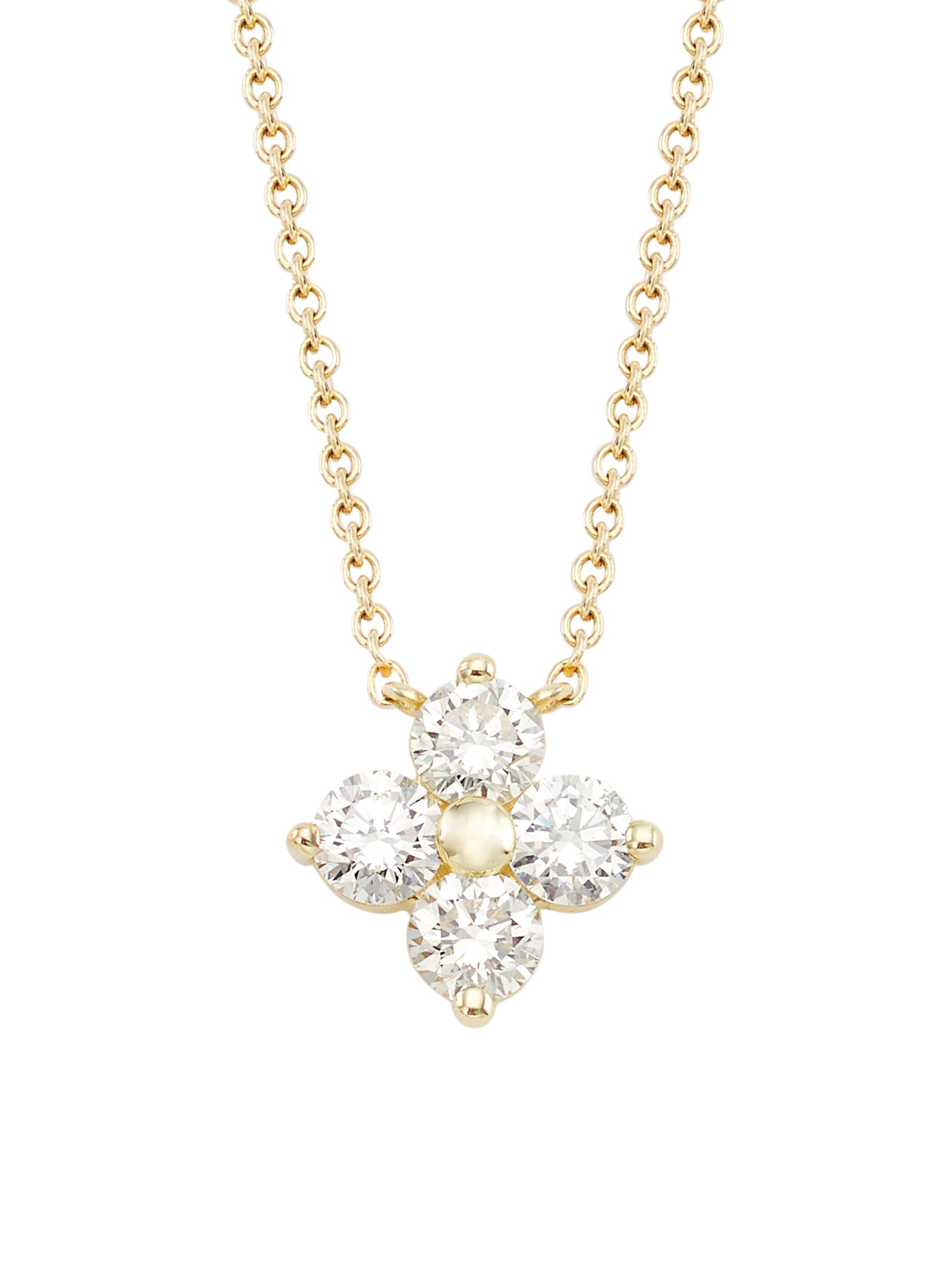 Saks Fifth Avenue Collection Women's 14K Yellow Gold & 0.41 TCW Diamond Flower Necklace - Yellow Gold